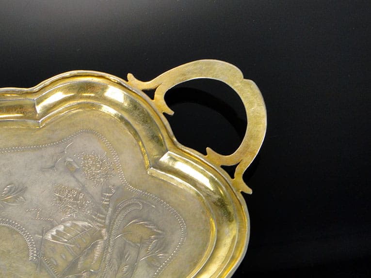 Art Nouveau tray, silver gold, silver gilt, Russia, early 20th century - 361314