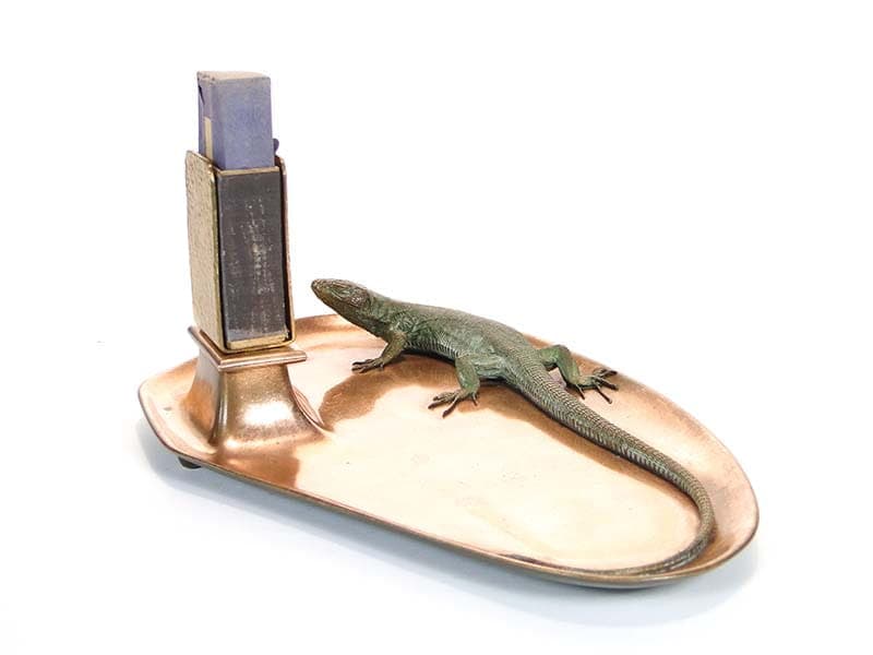 Desk Tray with Lizard, brown bronze, gold brass, Austria, 19th century - 361354