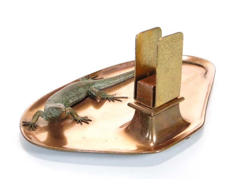 Desk Tray with Lizard, brown bronze, gold brass, Austria, 19th century - 361352