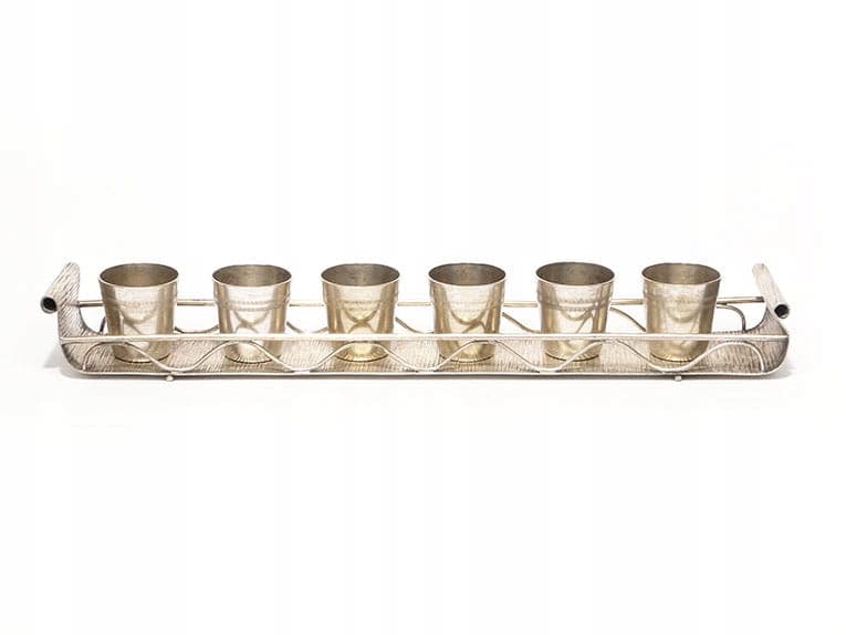 Set of goblets with tray, modernism, silver gold brass, Hefra, Poland, 1960s - 361363