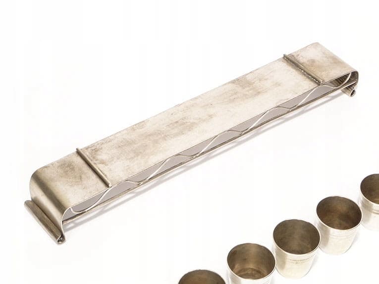 Set of goblets with tray, modernism, silver gold brass, Hefra, Poland, 1960s - 361362