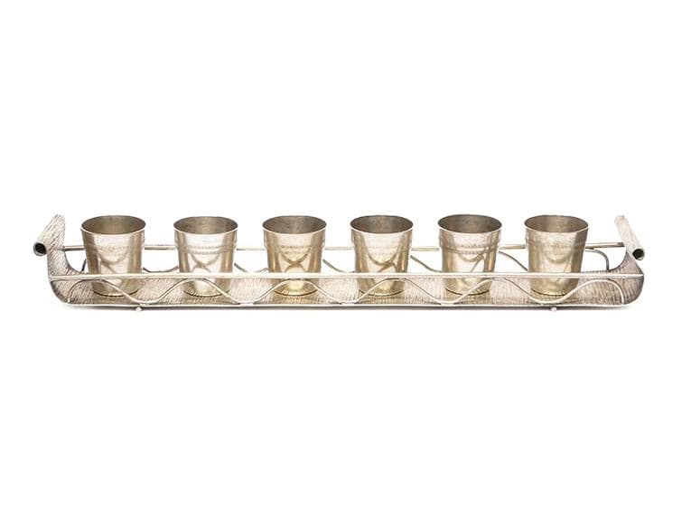 Set of goblets with tray, modernism, silver gold brass, Hefra, Poland, 1960s - 361838