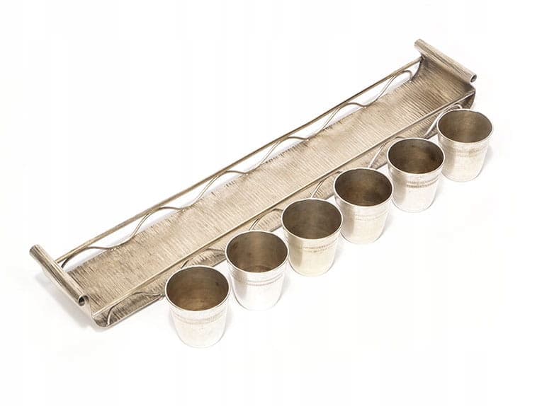 Set of goblets with tray, modernism, silver gold brass, Hefra, Poland, 1960s - 361360