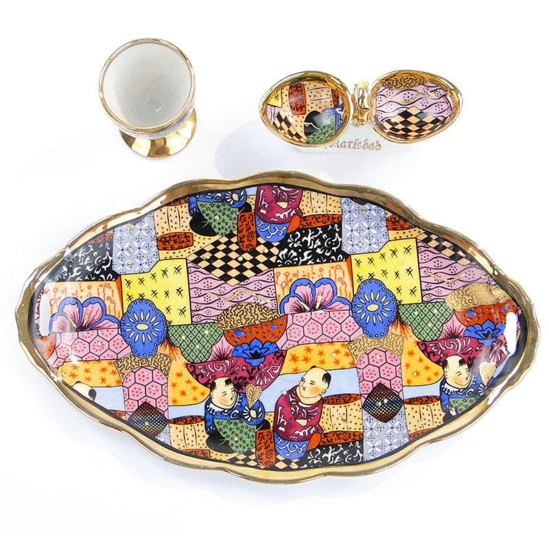 Egg Set, Epiag Altrohlau, white porcelain, gilding, Czechia, 1930s - 361412