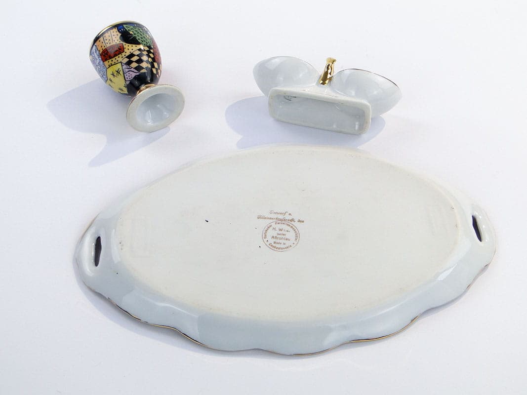 Egg Set, Epiag Altrohlau, white porcelain, gilding, Czechia, 1930s - 361421