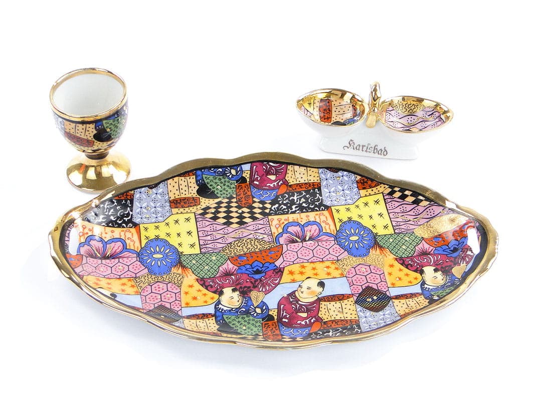 Egg Set, Epiag Altrohlau, white porcelain, gilding, Czechia, 1930s - 361413