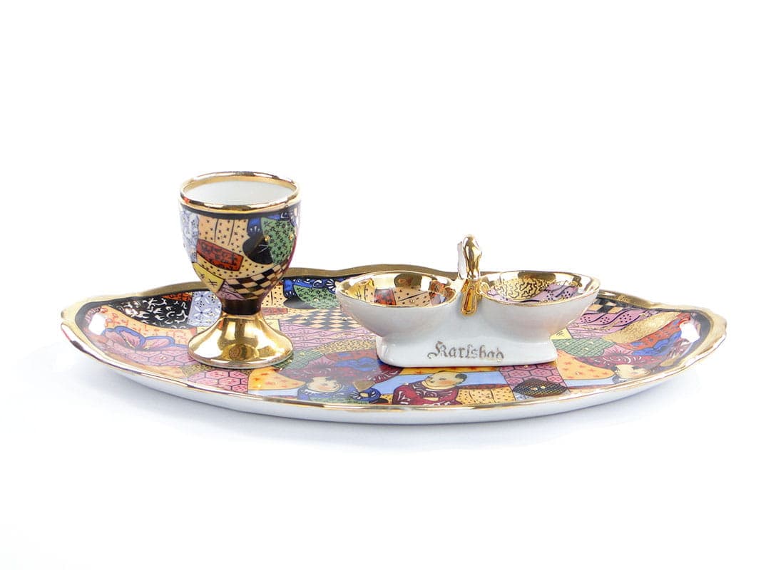 Egg Set, Epiag Altrohlau, white porcelain, gilding, Czechia, 1930s - 361414