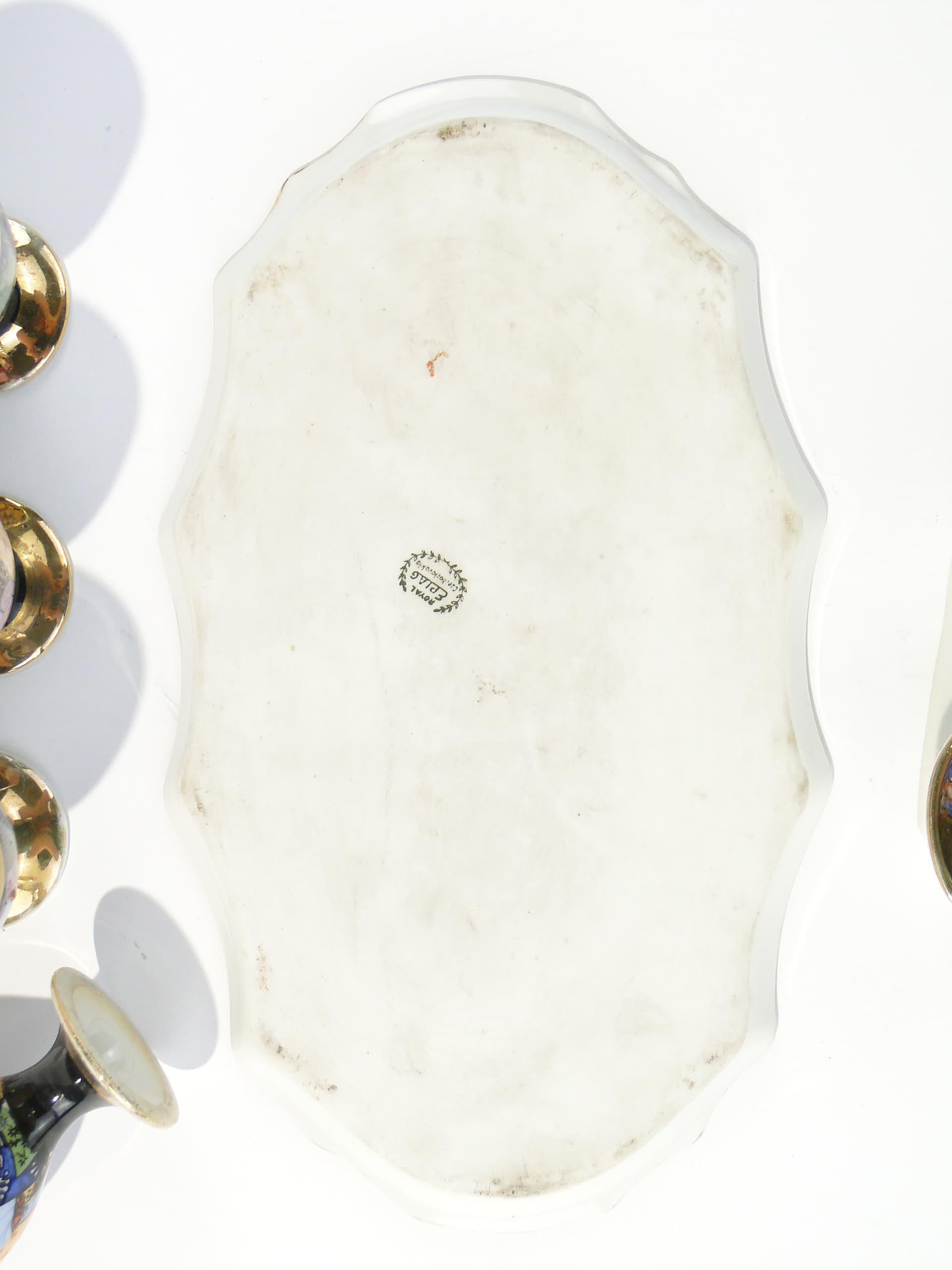 Egg set Art Deco, white multicolour gilded porcelain, Epiag, Czechoslovakia, 1930s - 361487