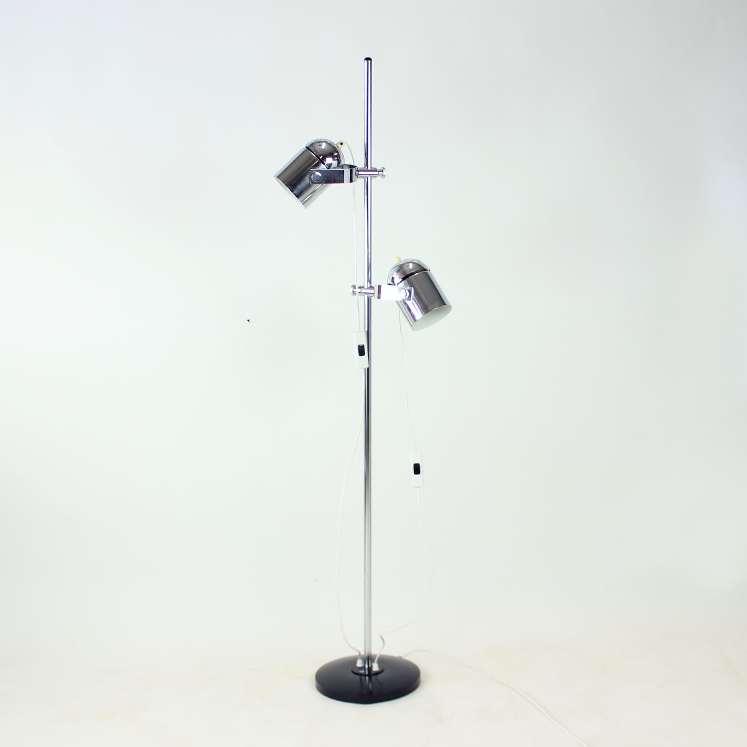 Floor lamp Space Age, polished silver steel, black steel, by S. Indra, Czechoslovakia, 1970s - 361539