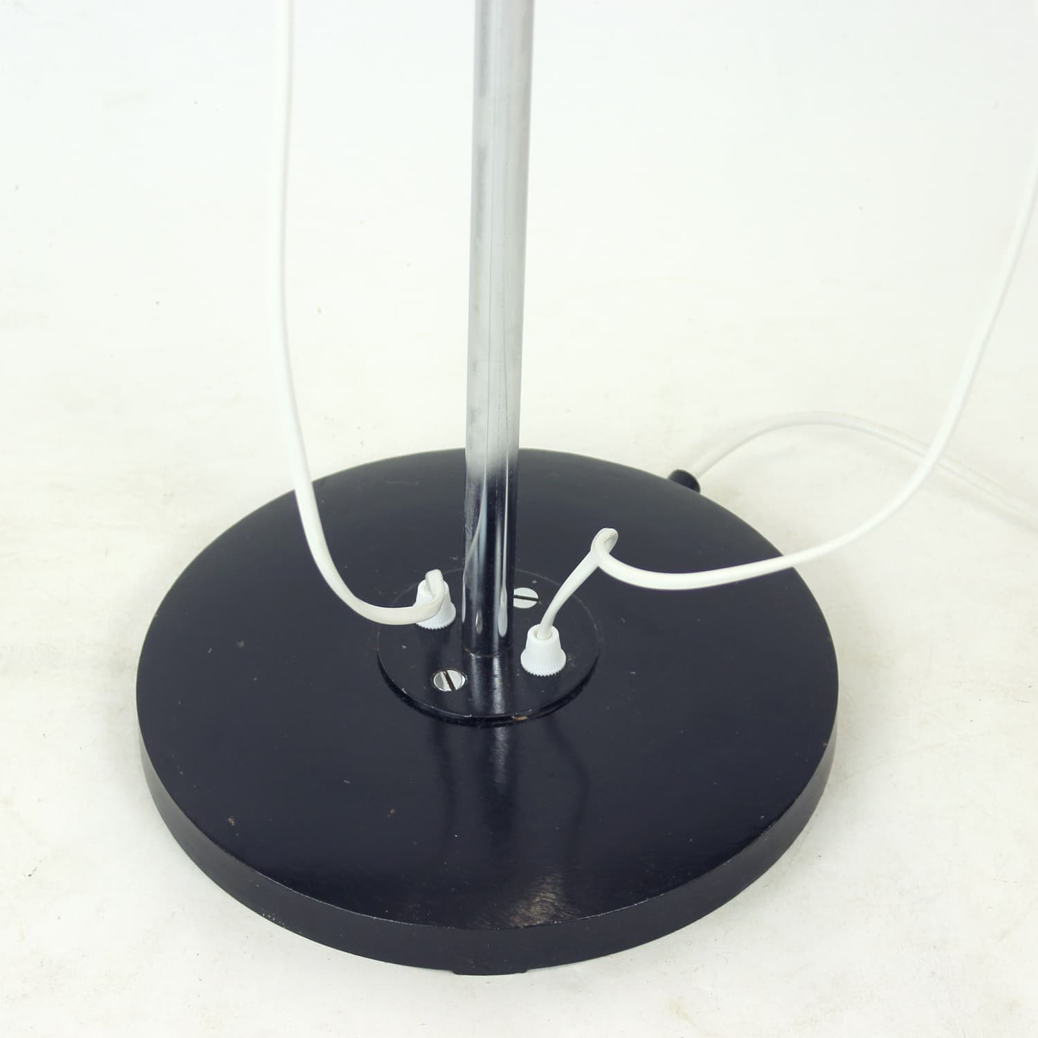 Floor lamp Space Age, polished silver steel, black steel, by S. Indra, Czechoslovakia, 1970s - 361536