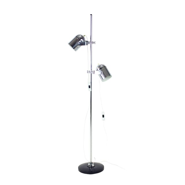 Floor lamp Space Age, polished silver steel, black steel, by S. Indra, Czechoslovakia, 1970s - DIMENSION