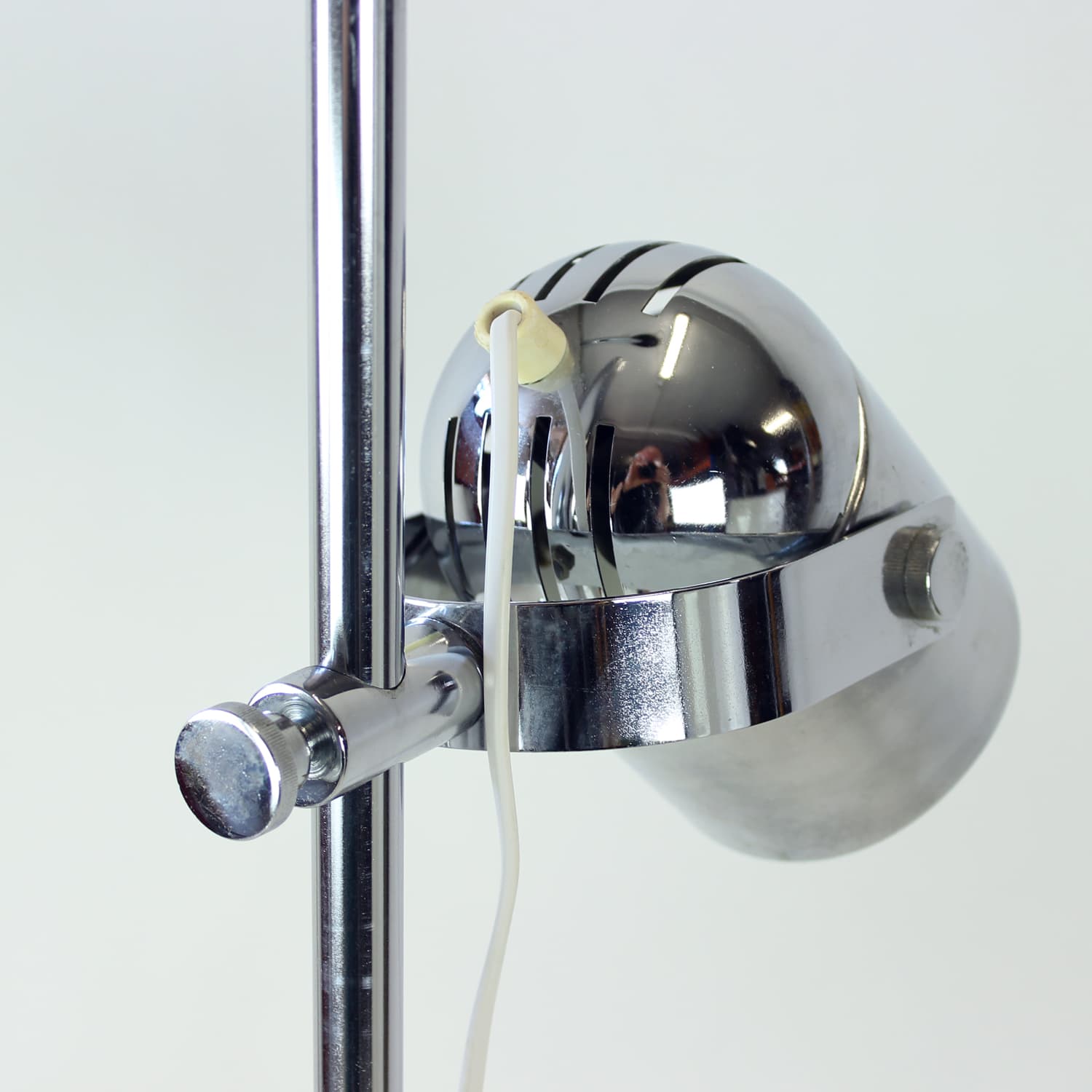 Floor lamp Space Age, polished silver steel, black steel, by S. Indra, Czechoslovakia, 1970s - 361537