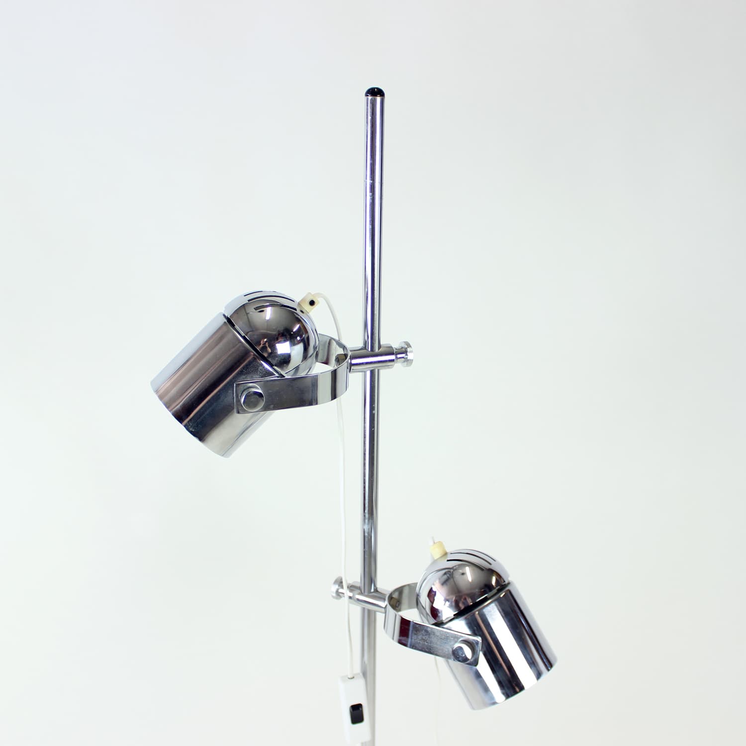 Floor lamp Space Age, polished silver steel, black steel, by S. Indra, Czechoslovakia, 1970s - 361533