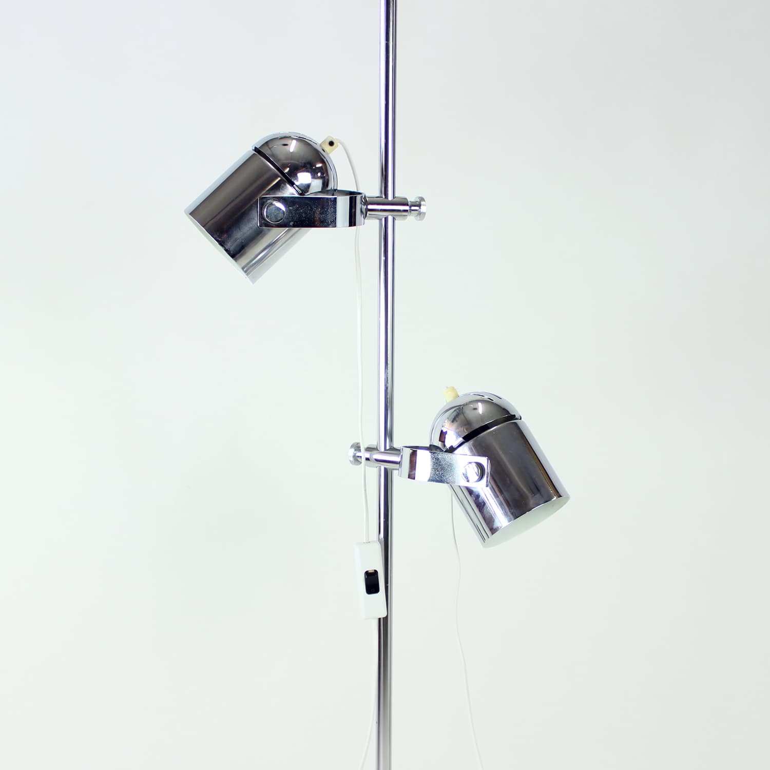 Floor lamp Space Age, polished silver steel, black steel, by S. Indra, Czechoslovakia, 1970s - 361544
