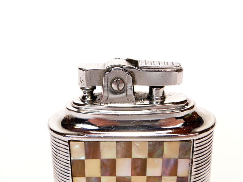 Table lighter Art Deco, chromed steel, mother-of-pearl mosaic, Germany, 1970s. - 361578