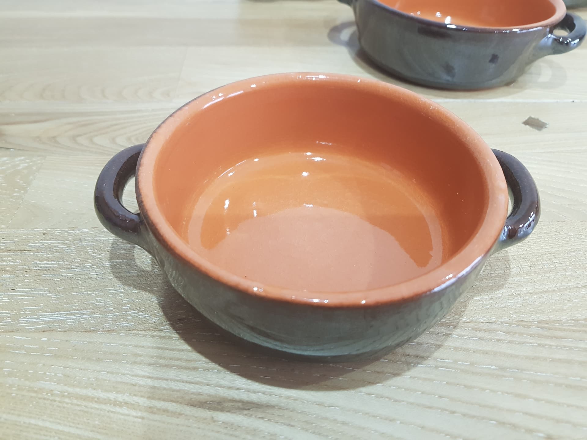 Zestaw czterech garnuszków do fondue, brązowy pomarańczowy, ceramika szkliwiona, Albisola Coop Stov, Włochy, lata 80. - 361598