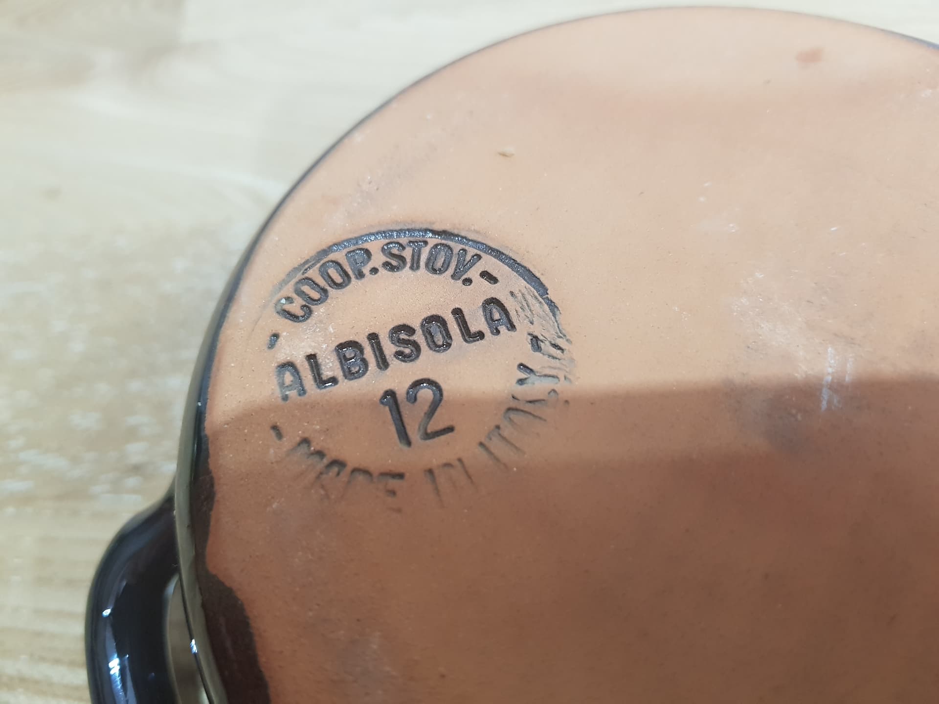 Zestaw czterech garnuszków do fondue, brązowy pomarańczowy, ceramika szkliwiona, Albisola Coop Stov, Włochy, lata 80. - 361599