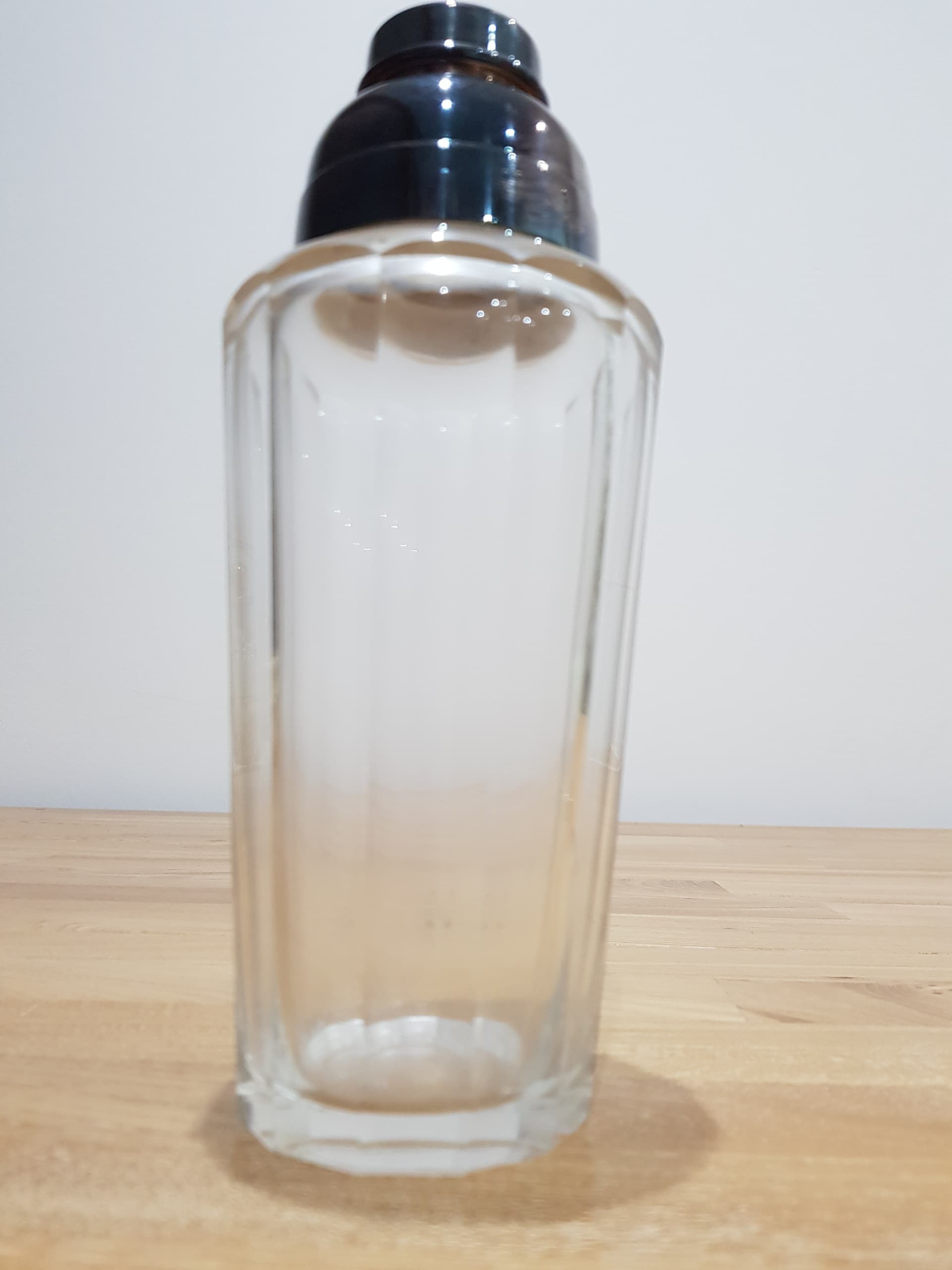 Cocktail shaker, clear crystal, silver metal, Germany, 1950s - 361623