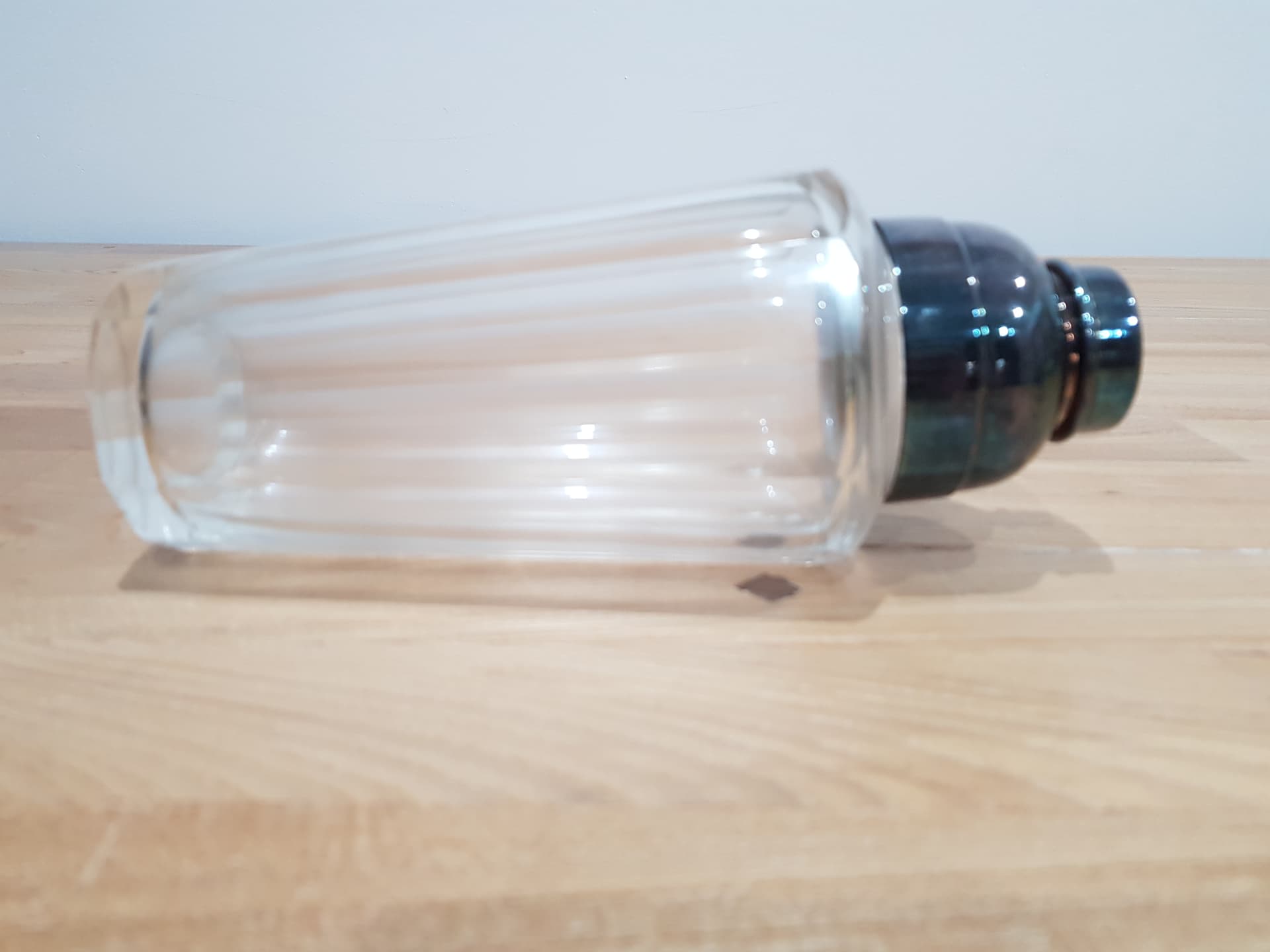 Cocktail shaker, clear crystal, silver metal, Germany, 1950s - 361619