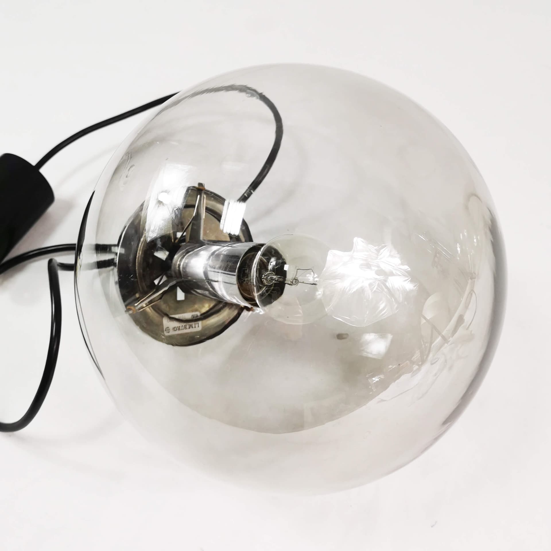 Pendant Lamp Globe, transparent glass shade, chrome steel, Germany, 1970s, 28 cm - 361723