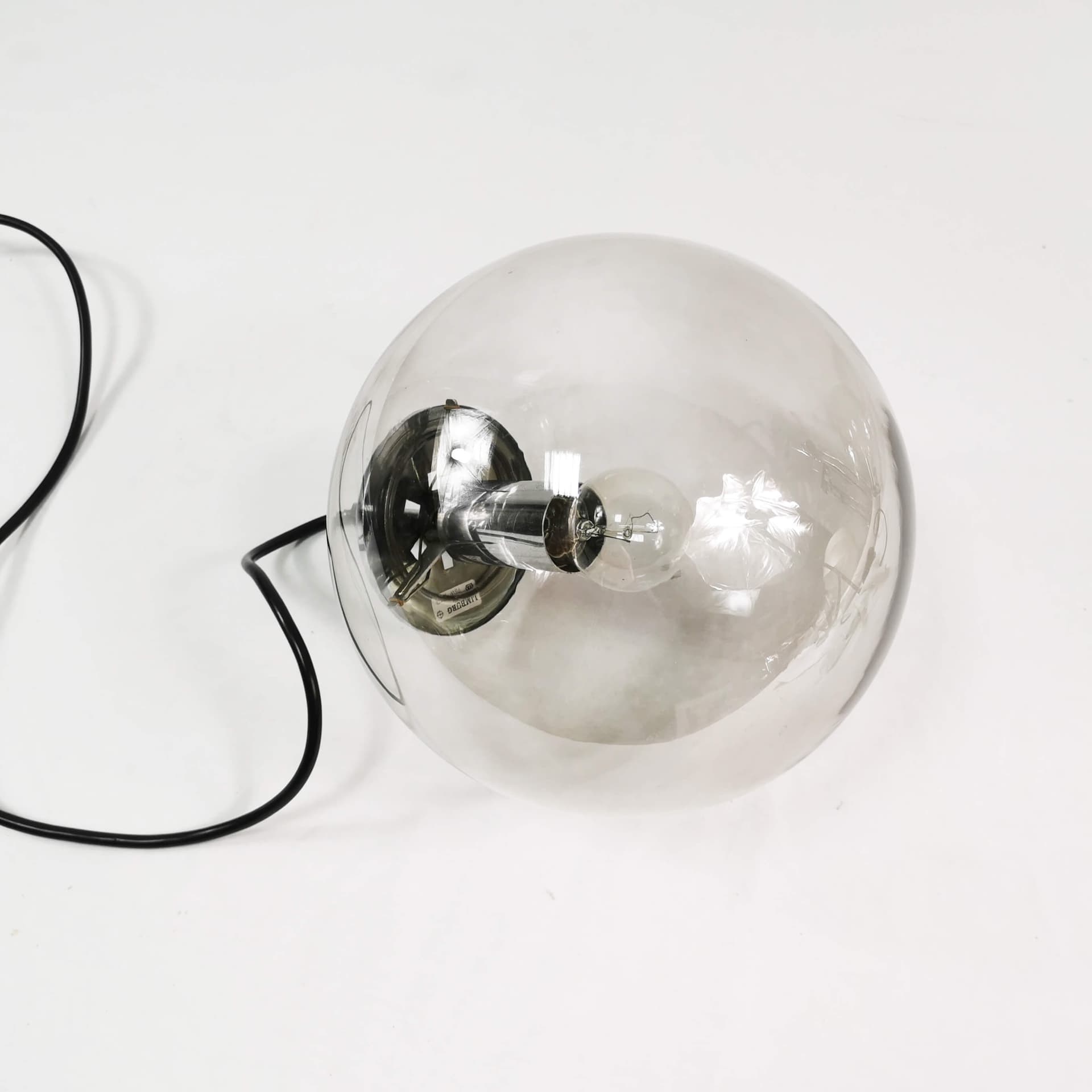 Pendant Lamp Globe, transparent glass shade, chrome steel, Germany, 1970s, 28 cm - 361718
