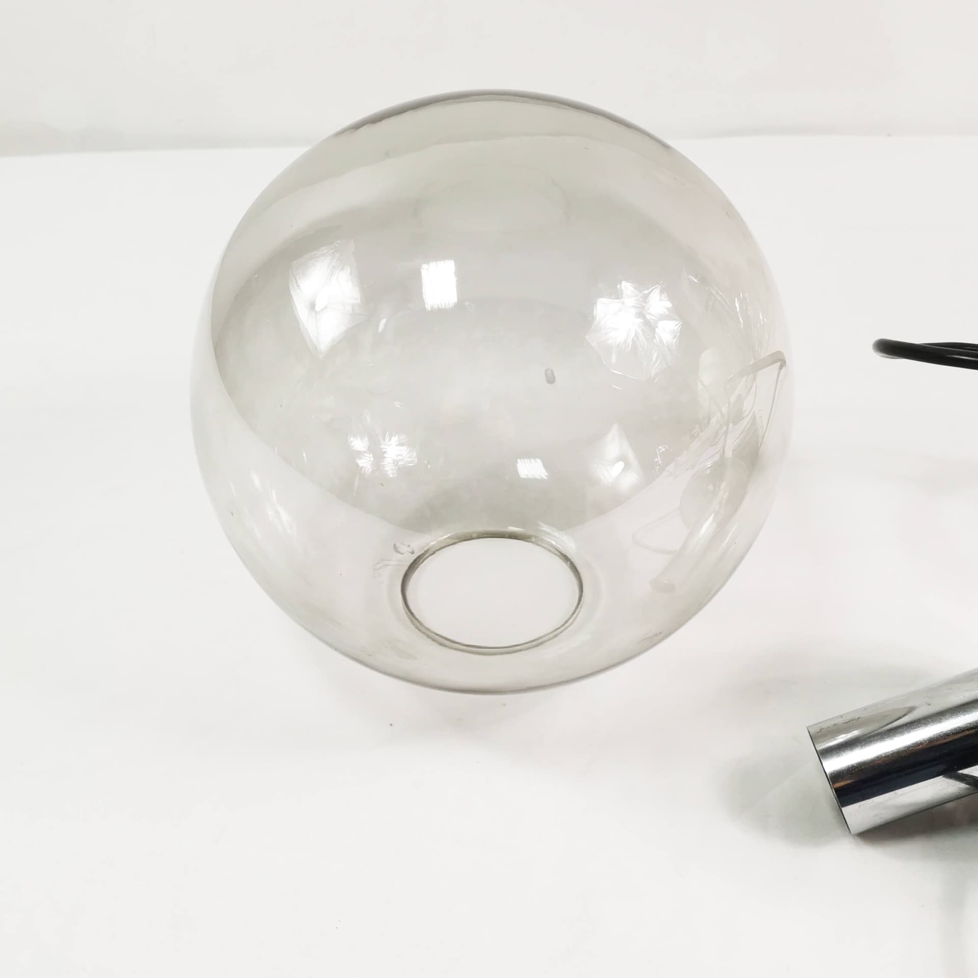 Pendant Lamp Globe, transparent glass shade, chrome steel, Germany, 1970s, 28 cm - 361724
