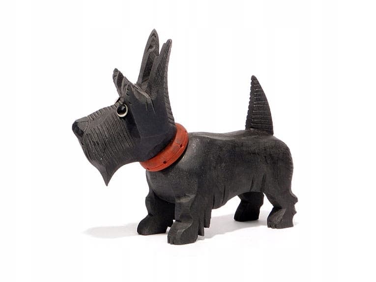 Pudełko na zapałki Terrier, czarny brązowy czerwony, drewno, Polska, początek XX w. - 361736