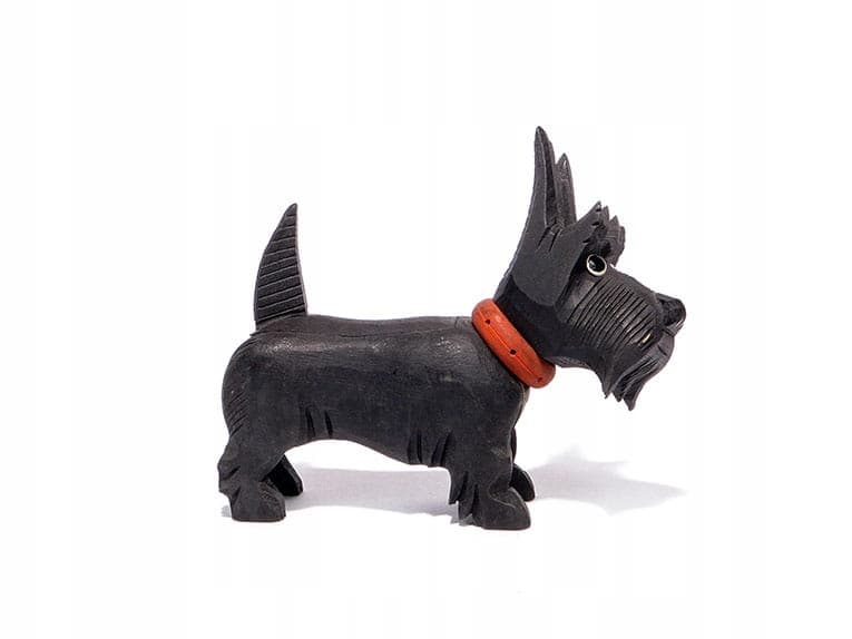 Pudełko na zapałki Terrier, czarny brązowy czerwony, drewno, Polska, początek XX w. - 361735