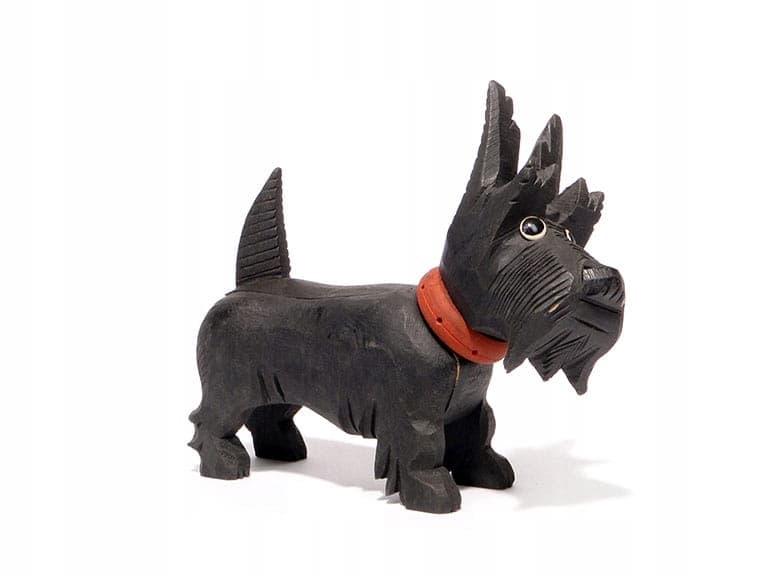 Pudełko na zapałki Terrier, czarny brązowy czerwony, drewno, Polska, początek XX w. - 361737
