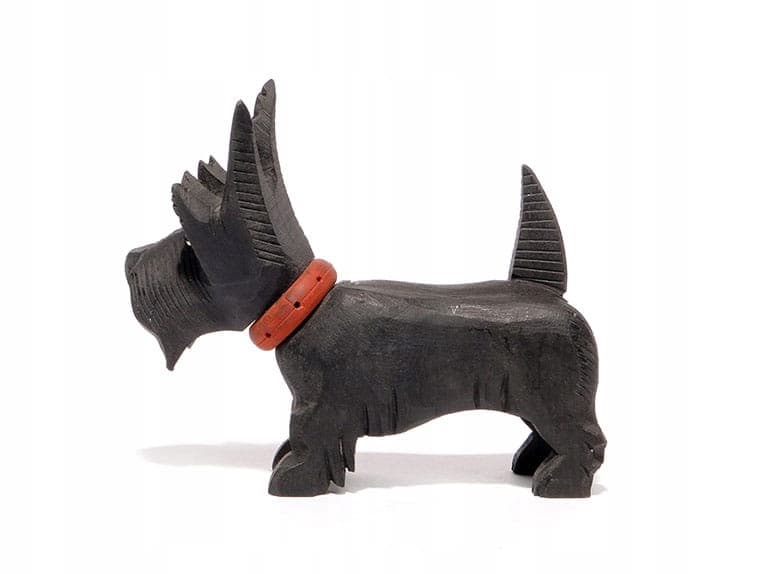 Pudełko na zapałki Terrier, czarny brązowy czerwony, drewno, Polska, początek XX w. - 361739