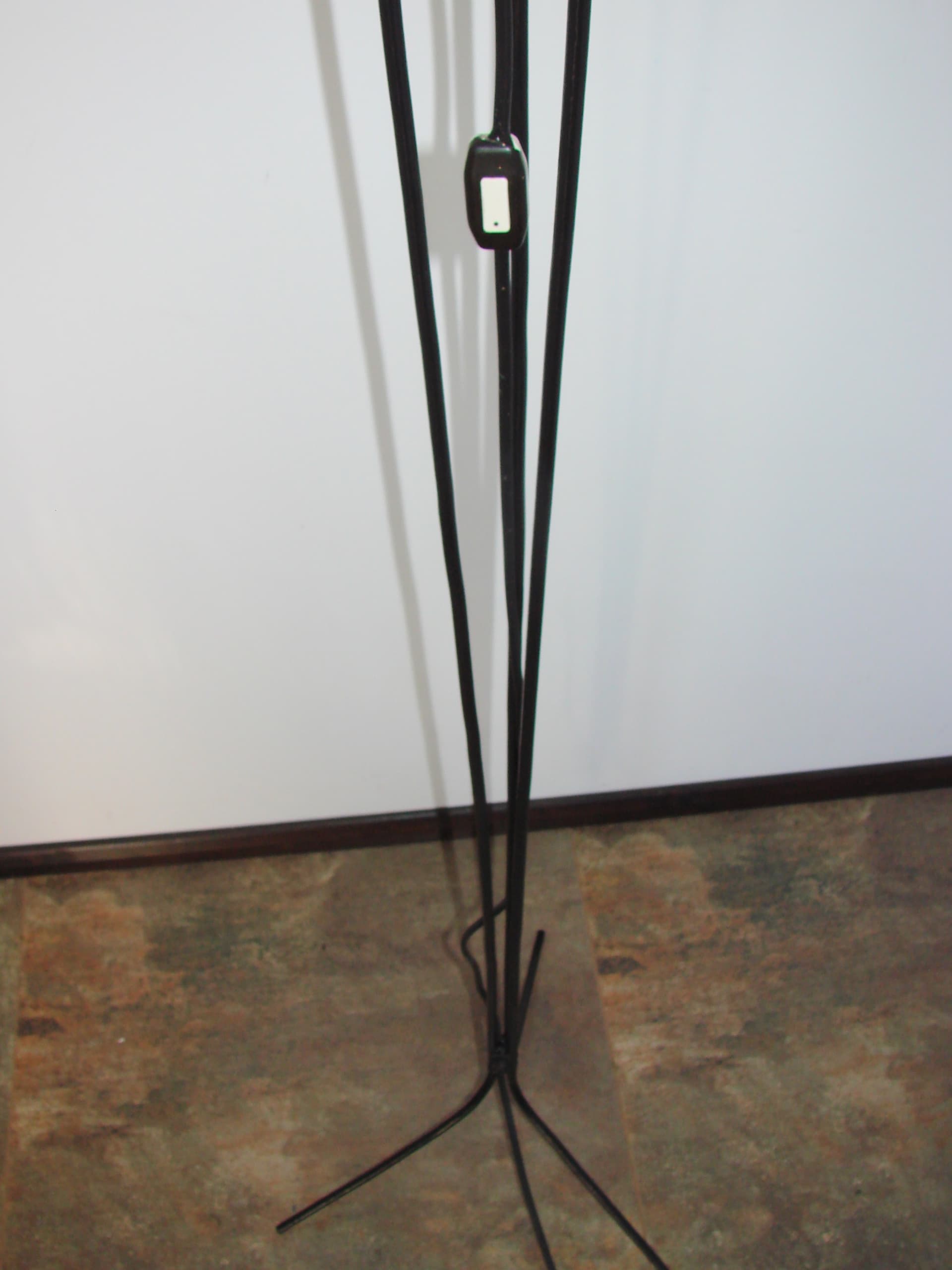 Floor lamp, black metal, white glass shade, Poland, 1970s. - 361942