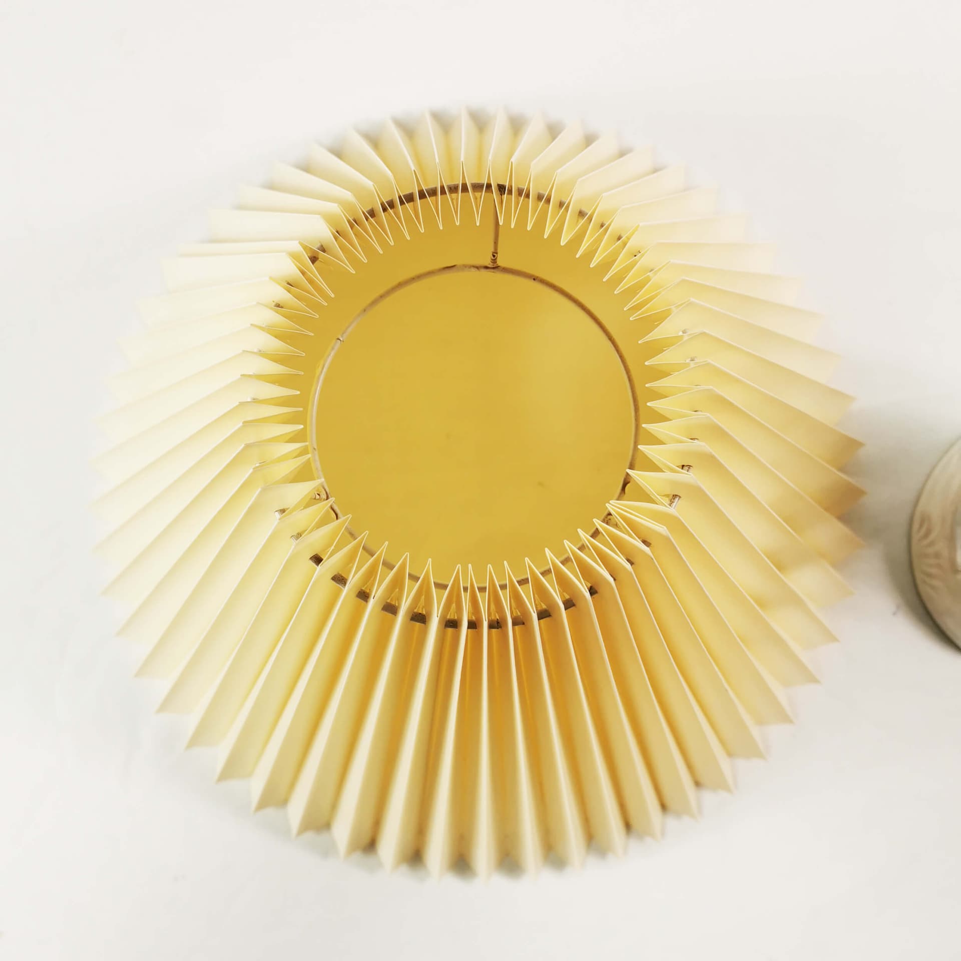Table Lamp Art Deco, white ceramic, beige plastic shade, Denmark, 1960s - 361996
