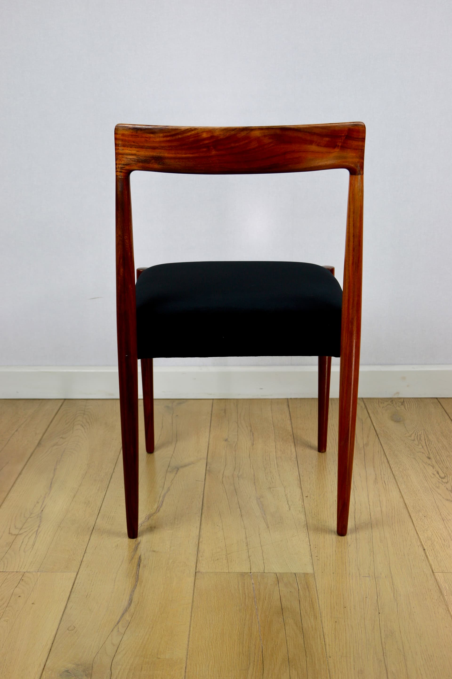 Set of four chairs, black velvet, walnut, Germany, 1970s. - 362012