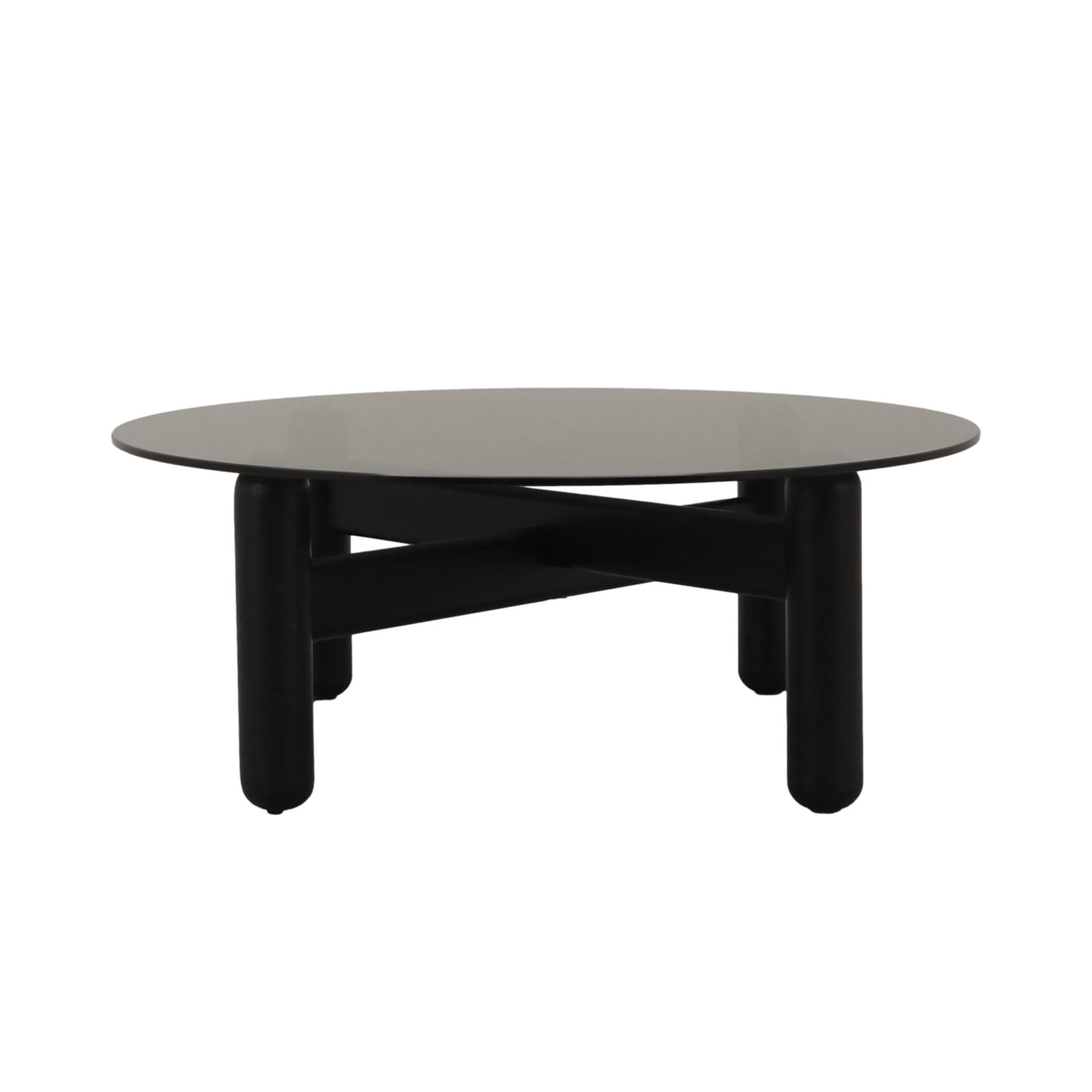 Coffee table, smoked glass, black wood, Italy, 1990s. - 362089