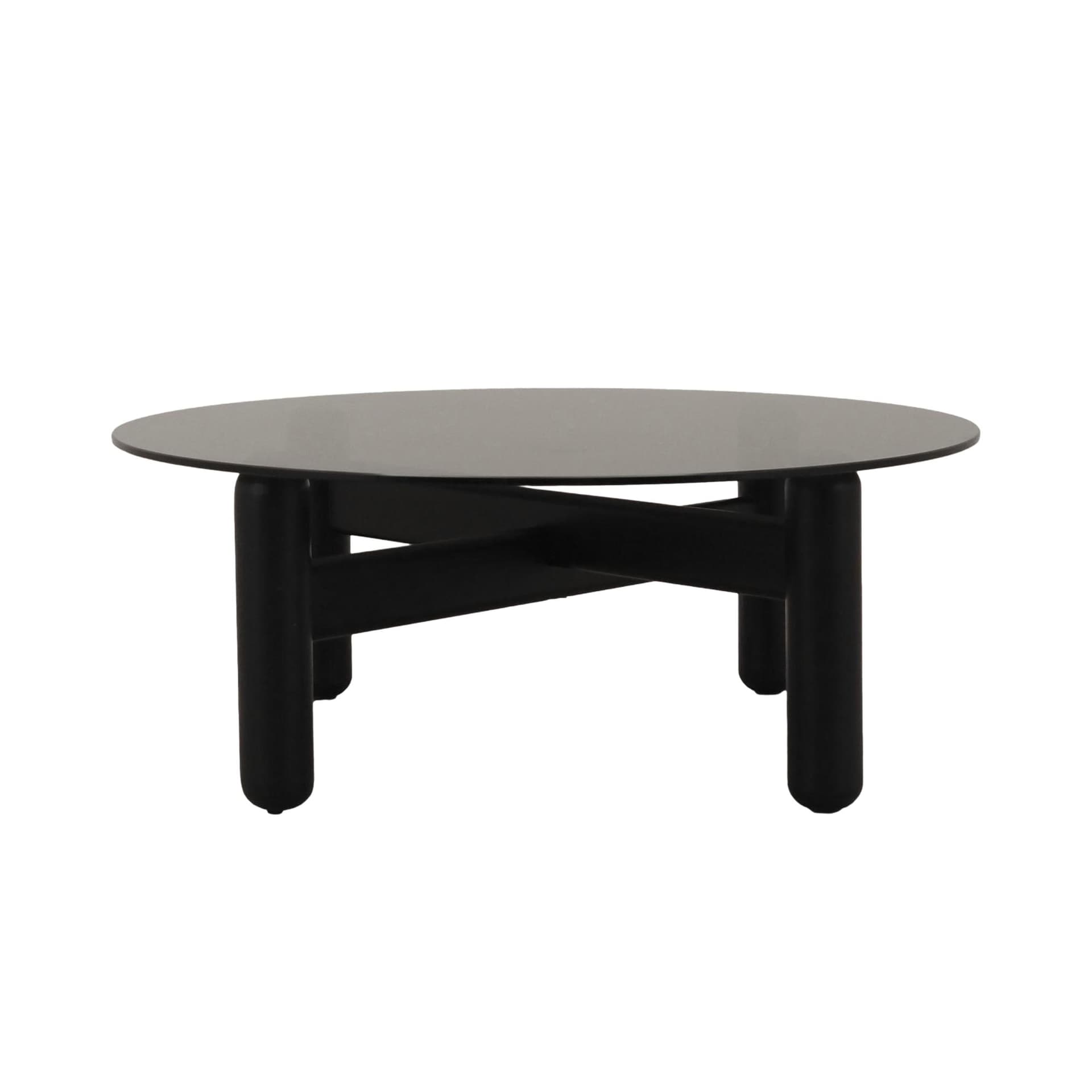 Coffee table, smoked glass, black wood, Italy, 1990s.