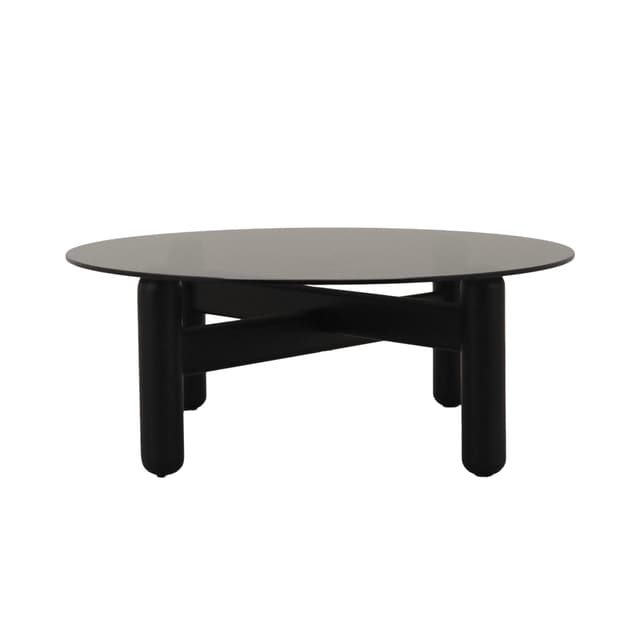 Coffee table, smoked glass, black wood, Italy, 1990s. - DIMENSION