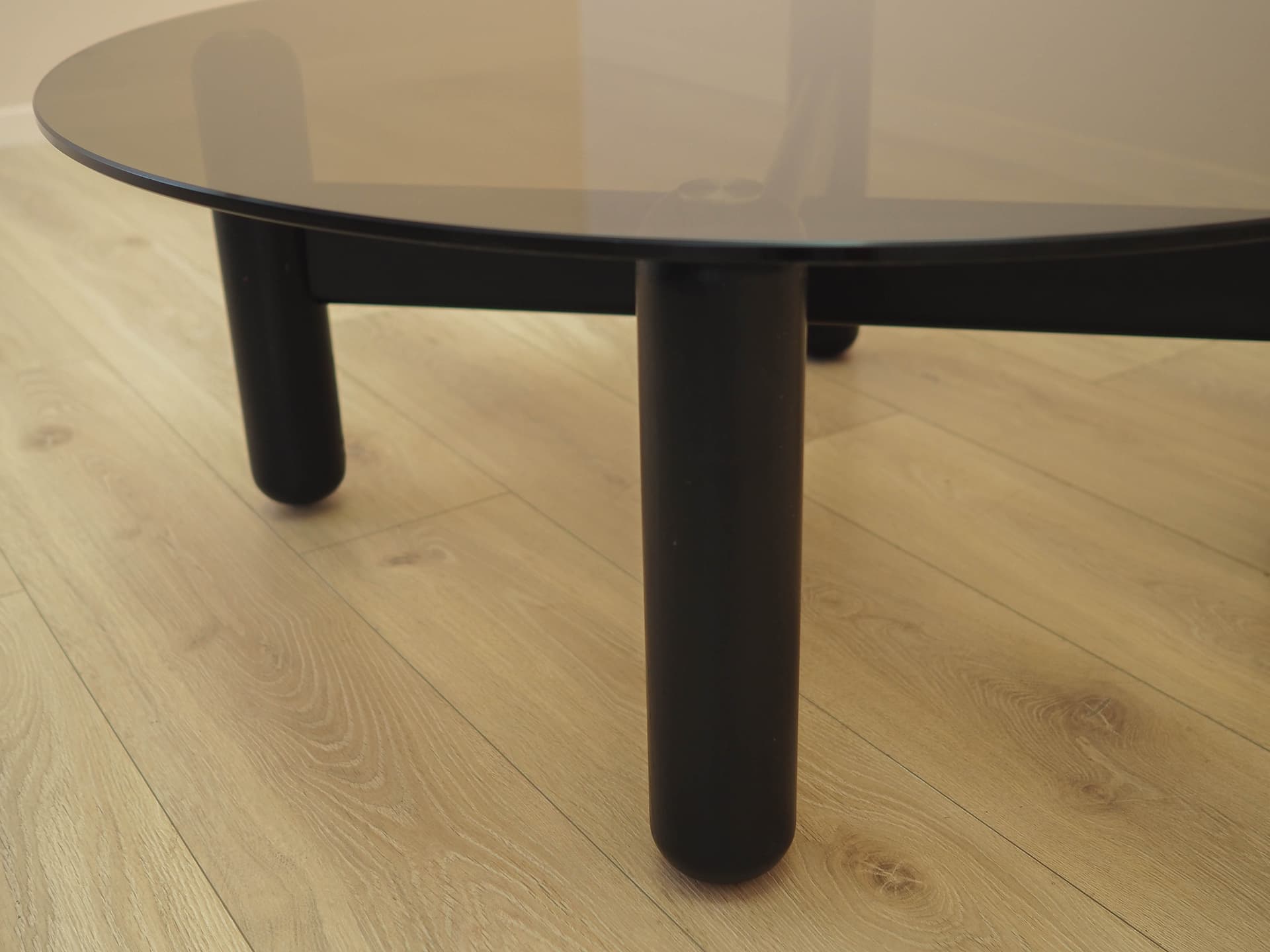 Coffee table, smoked glass, black wood, Italy, 1990s. - 362095
