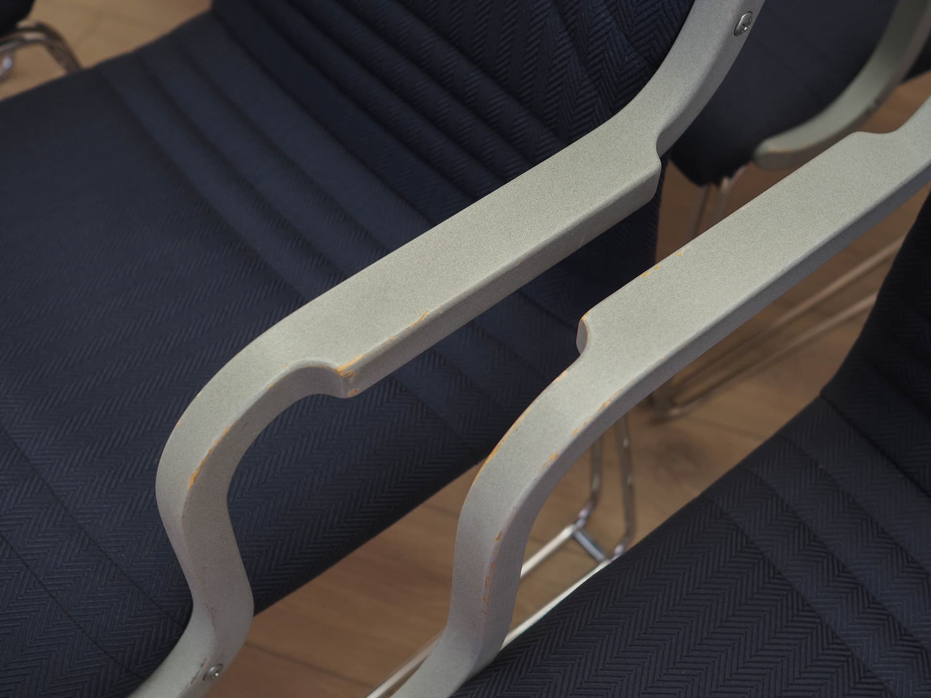 set of six armchairs, Italian Modern, blue fabric, silver metal, Italy, 1990s - 362107