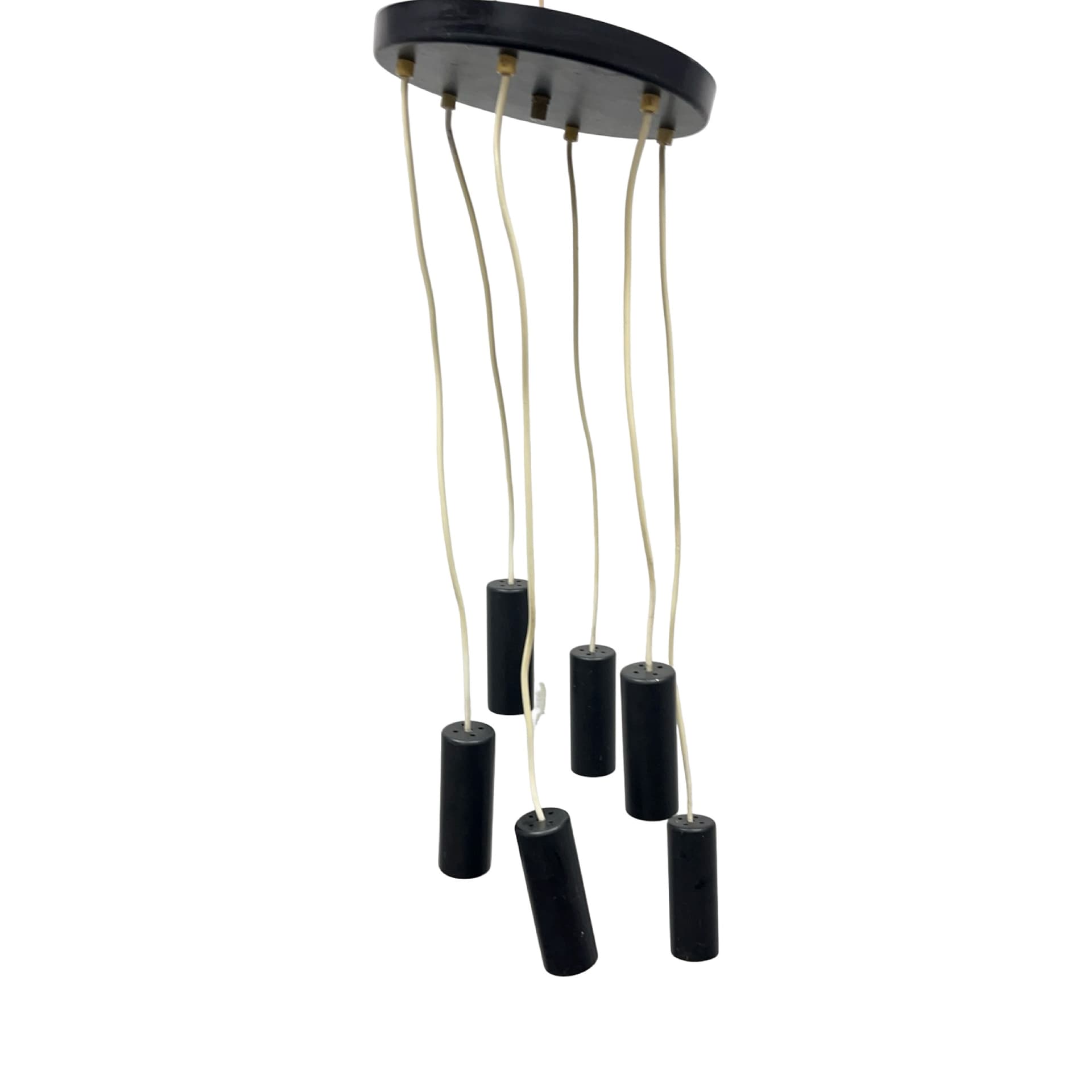 Cascading pendant lamp 68816/1, black acrylic, brass, Elektroinstala Jílové, Czechoslovakia, 1970s. - 362196