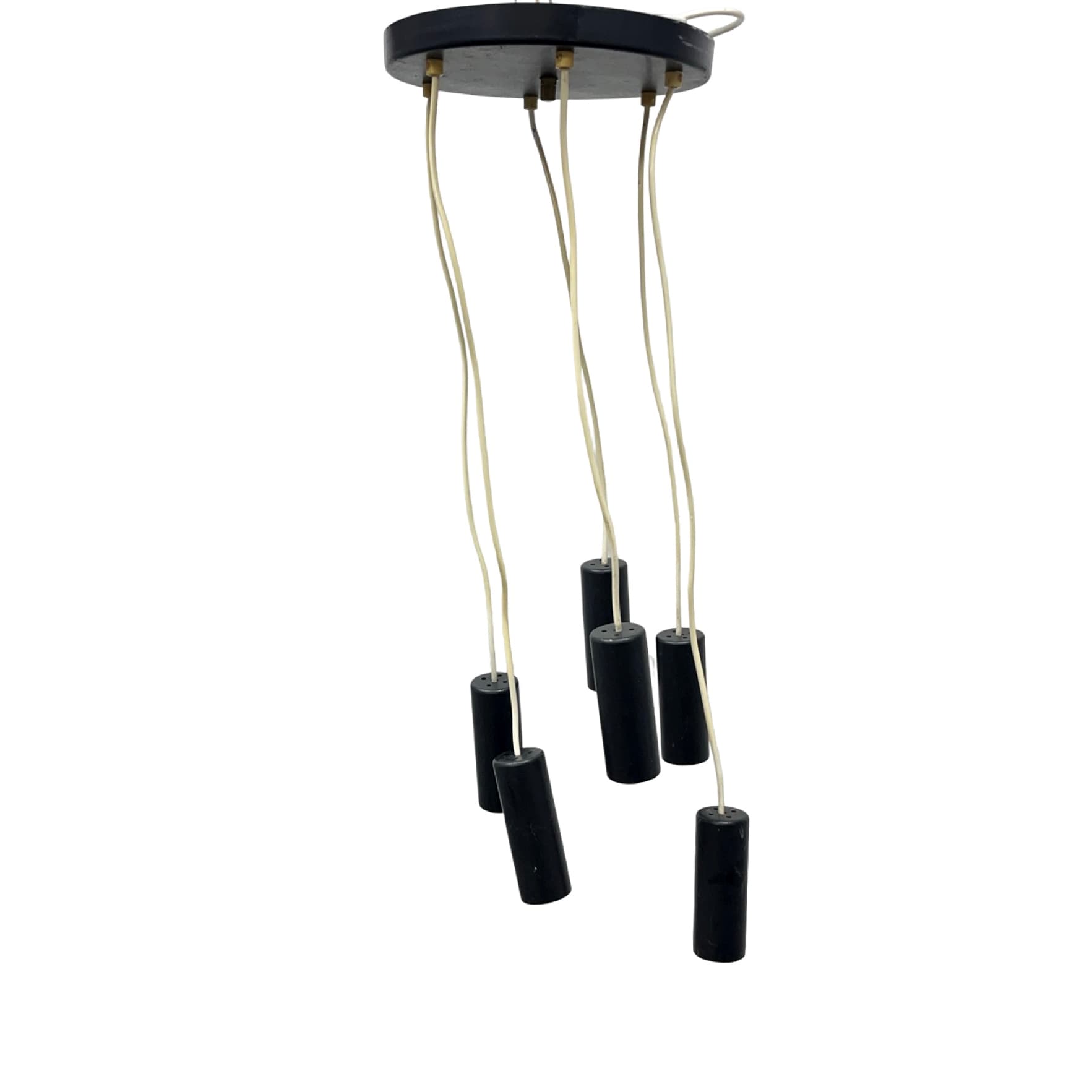 Cascading pendant lamp 68816/1, black acrylic, brass, Elektroinstala Jílové, Czechoslovakia, 1970s. - 362190