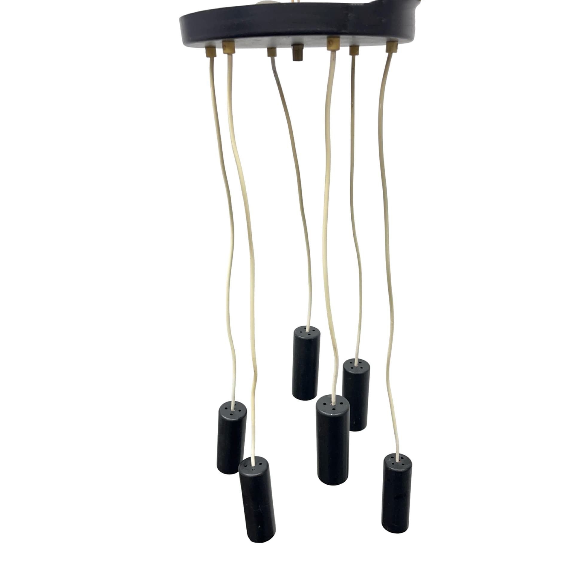 Cascading pendant lamp 68816/1, black acrylic, brass, Elektroinstala Jílové, Czechoslovakia, 1970s. - 362195