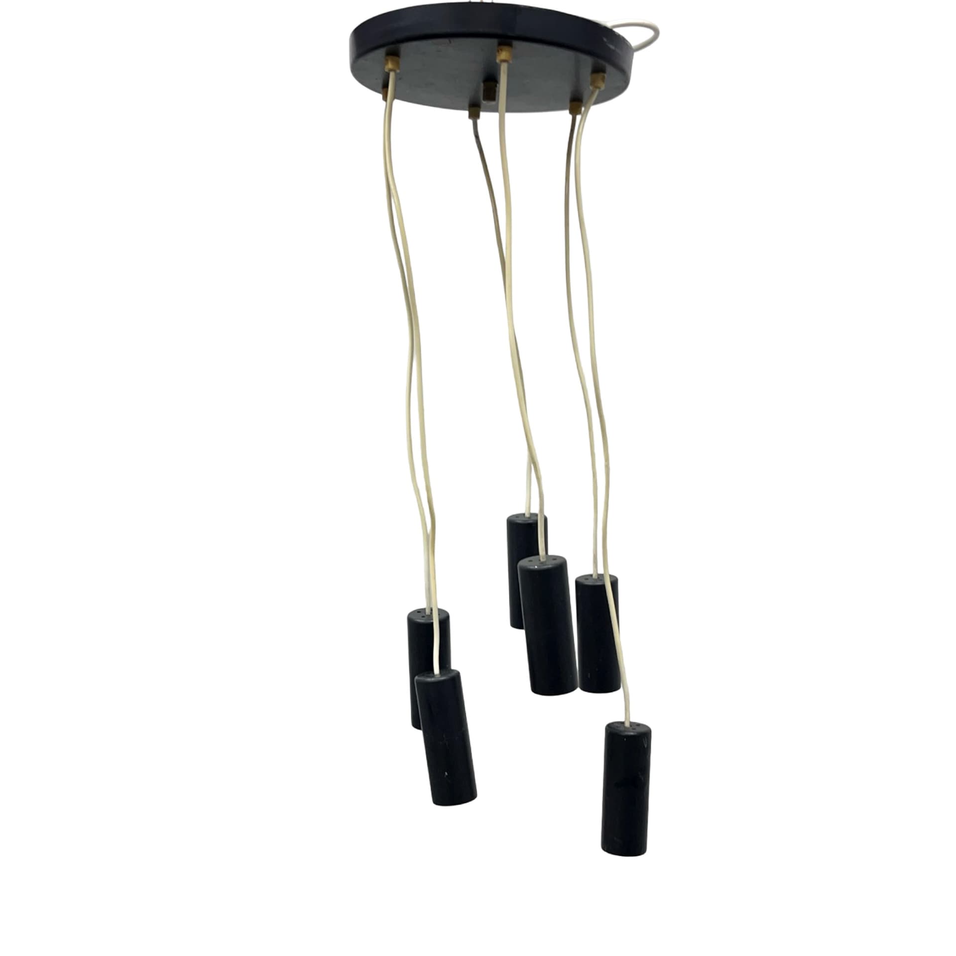 Cascading pendant lamp 68816/1, black acrylic, brass, Elektroinstala Jílové, Czechoslovakia, 1970s. - 362189