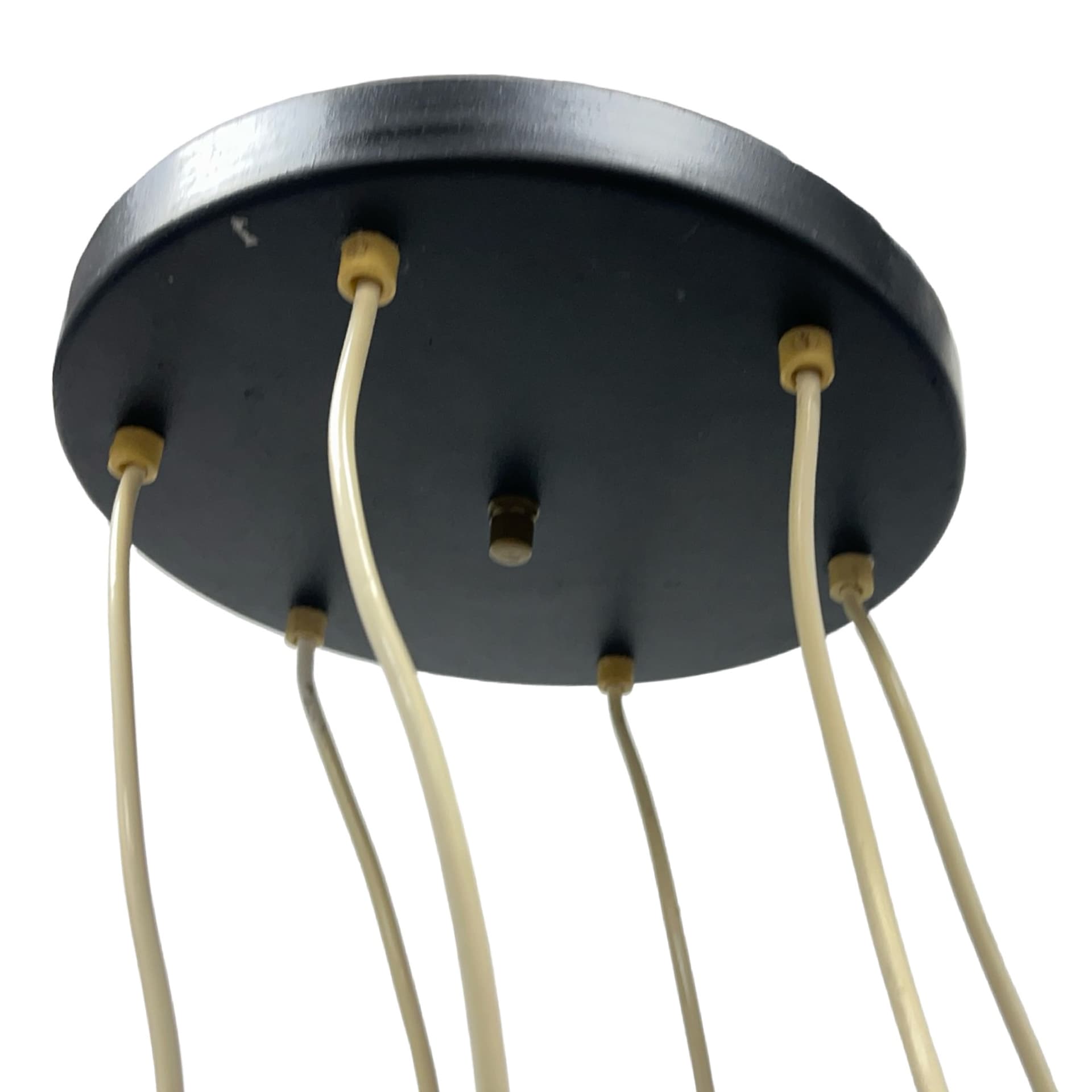Cascading pendant lamp 68816/1, black acrylic, brass, Elektroinstala Jílové, Czechoslovakia, 1970s. - 362198