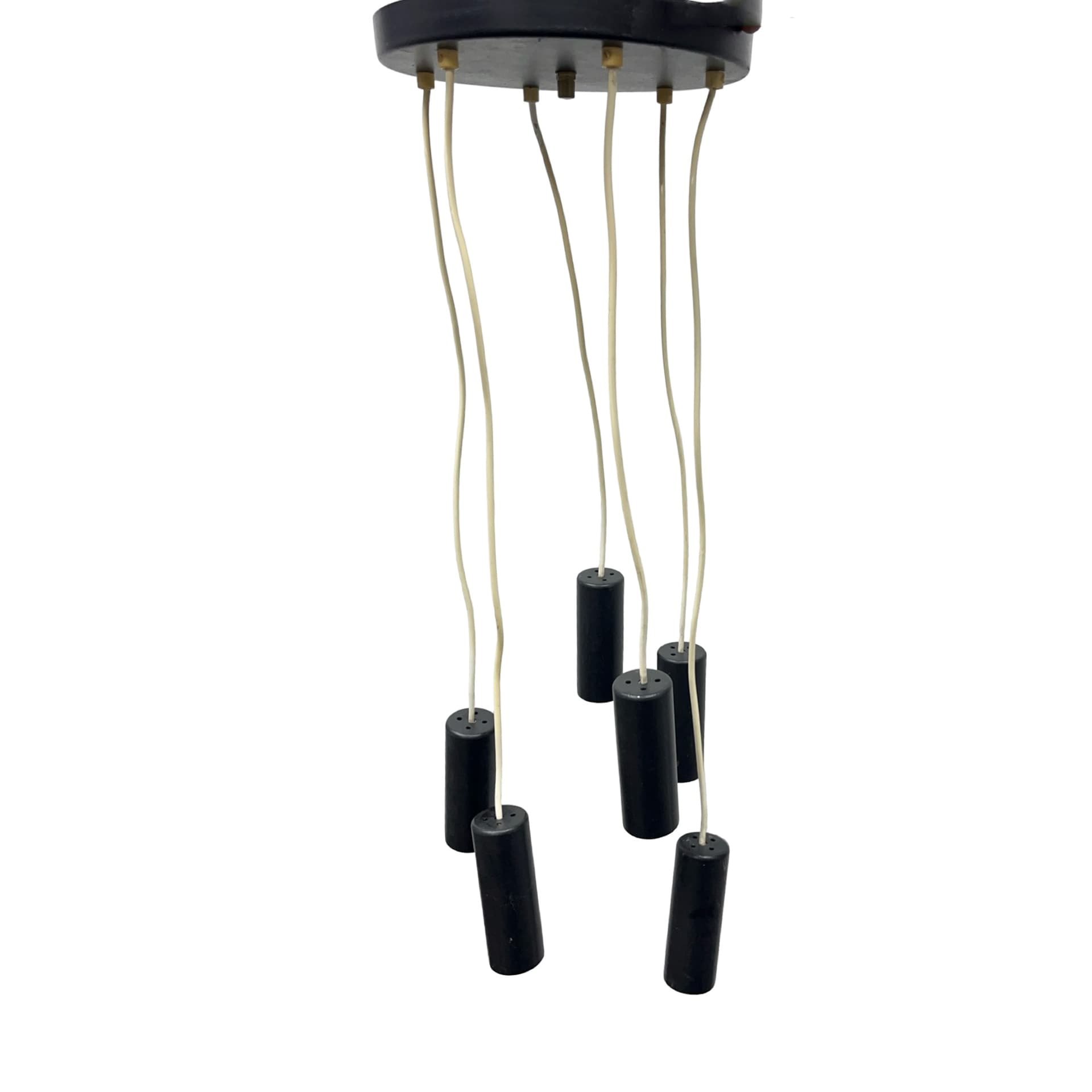 Cascading pendant lamp 68816/1, black acrylic, brass, Elektroinstala Jílové, Czechoslovakia, 1970s. - 362194