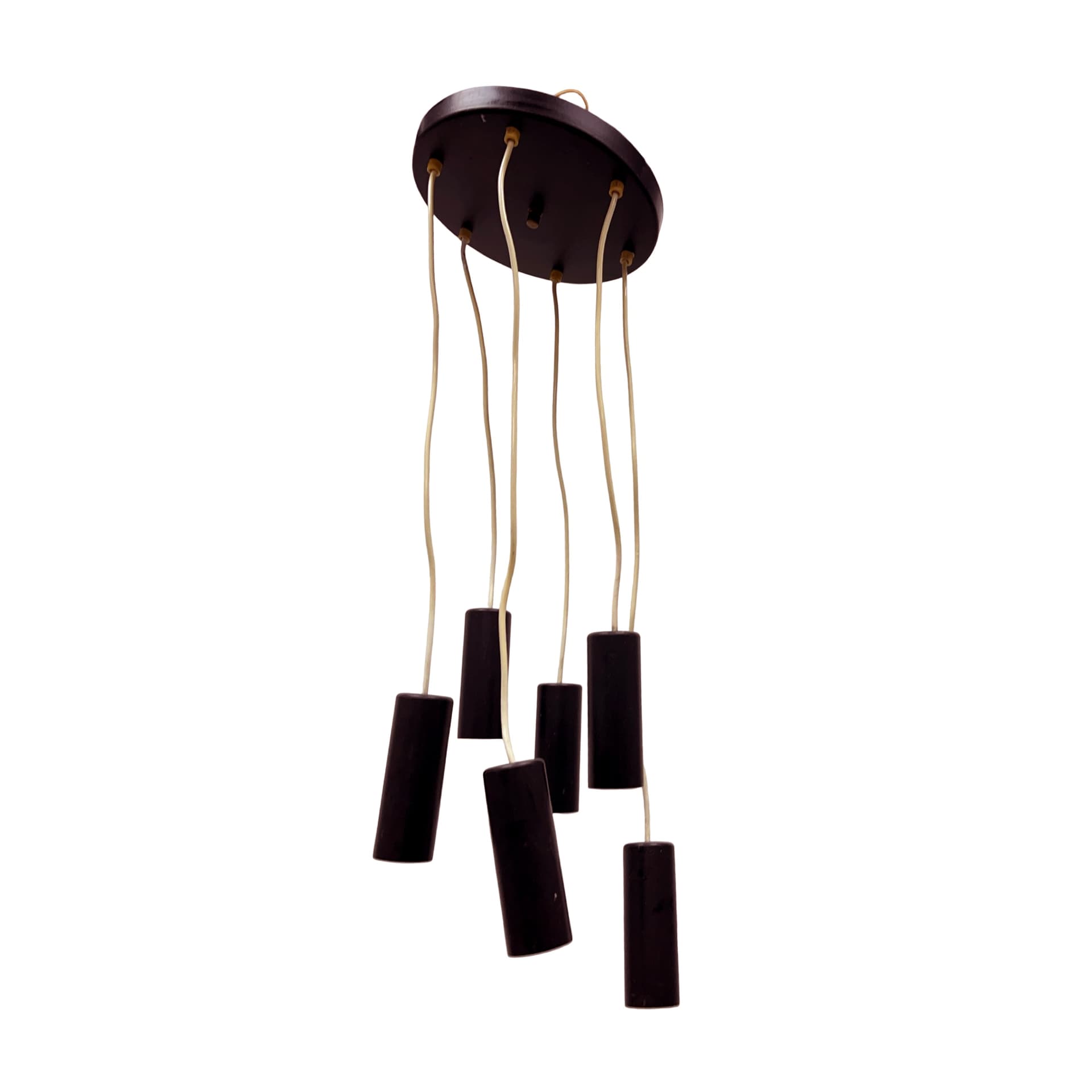 Cascading pendant lamp 68816/1, black acrylic, brass, Elektroinstala Jílové, Czechoslovakia, 1970s. - 362199