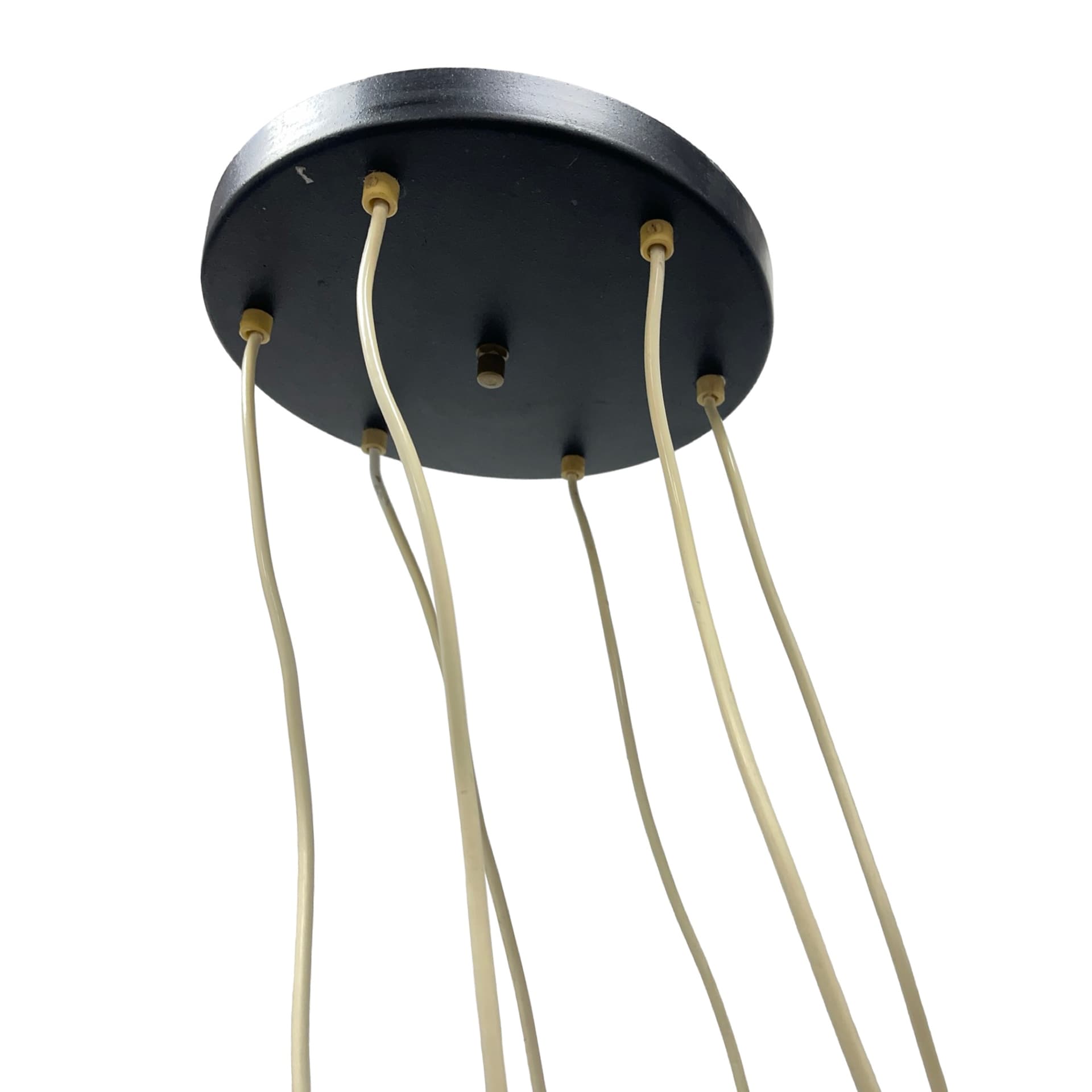 Cascading pendant lamp 68816/1, black acrylic, brass, Elektroinstala Jílové, Czechoslovakia, 1970s. - 362197