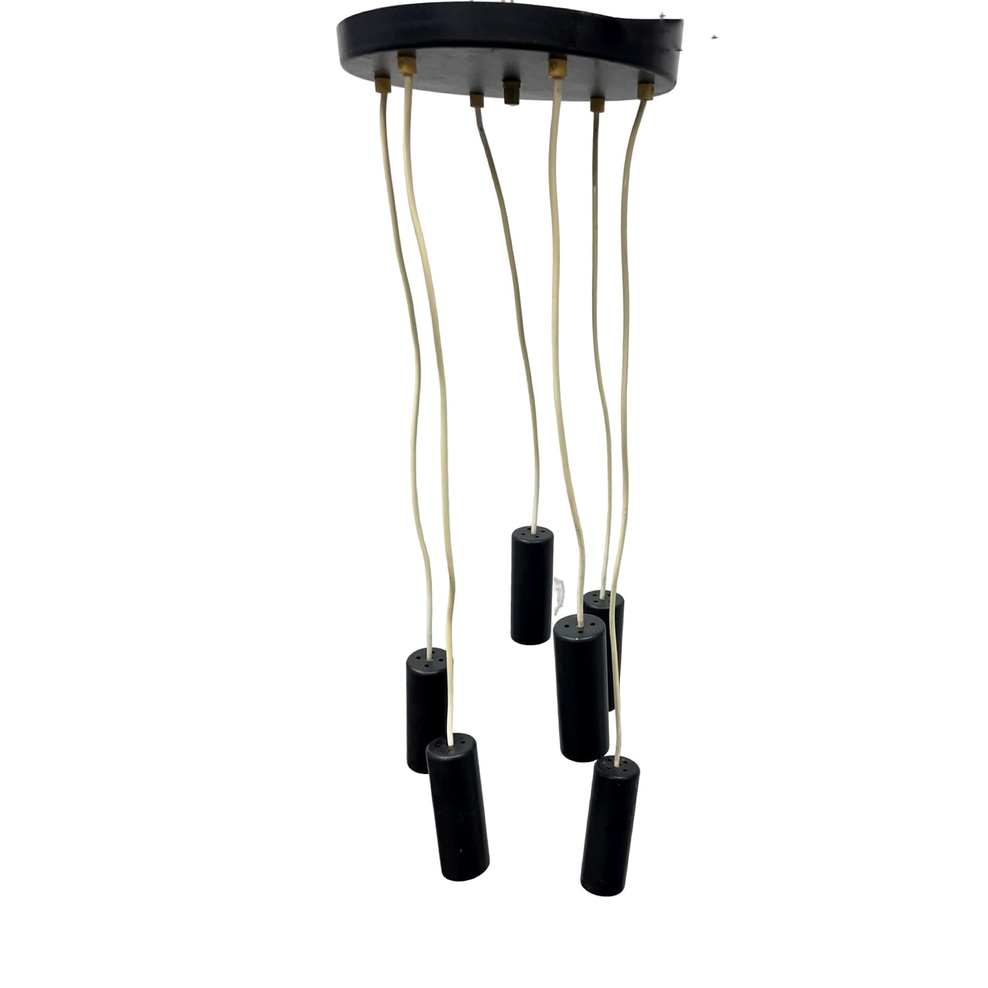 Cascading pendant lamp 68816/1, black acrylic, brass, Elektroinstala Jílové, Czechoslovakia, 1970s. - 362193
