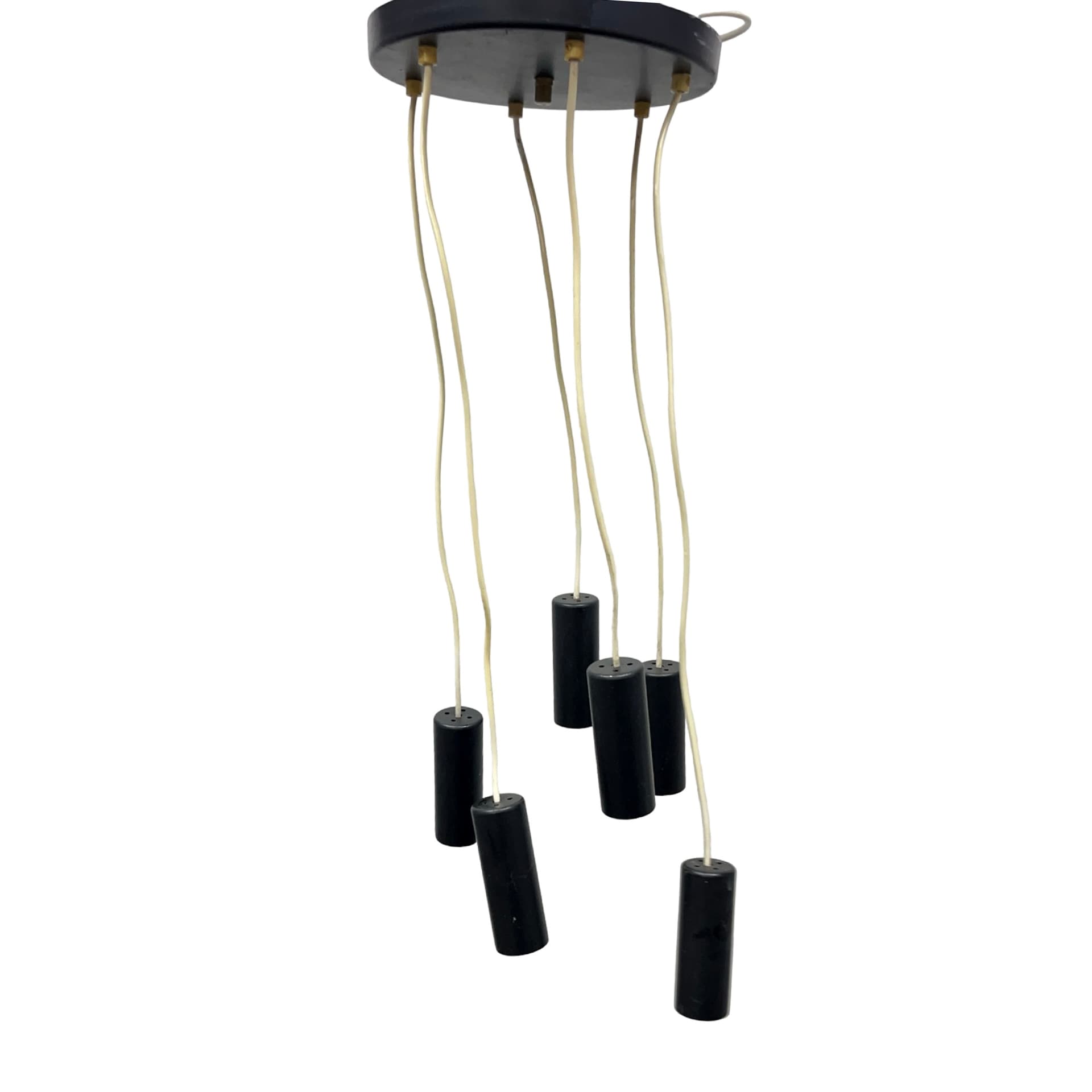 Cascading pendant lamp 68816/1, black acrylic, brass, Elektroinstala Jílové, Czechoslovakia, 1970s. - 362192