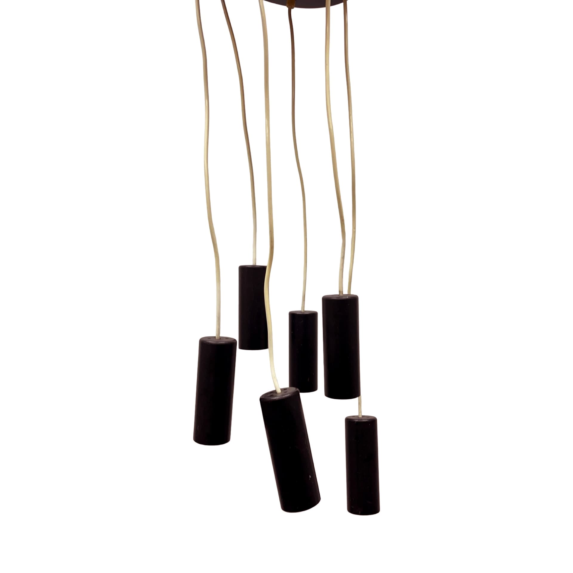 Cascading pendant lamp 68816/1, black acrylic, brass, Elektroinstala Jílové, Czechoslovakia, 1970s. - 362200