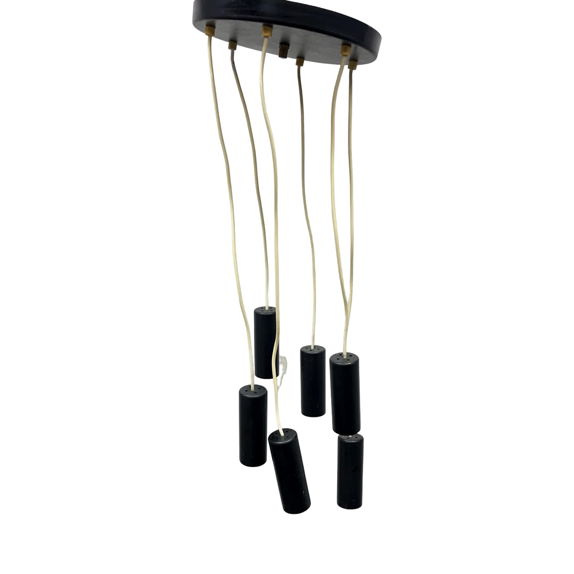Cascading pendant lamp 68816/1, black acrylic, brass, Elektroinstala Jílové, Czechoslovakia, 1970s. - 362202